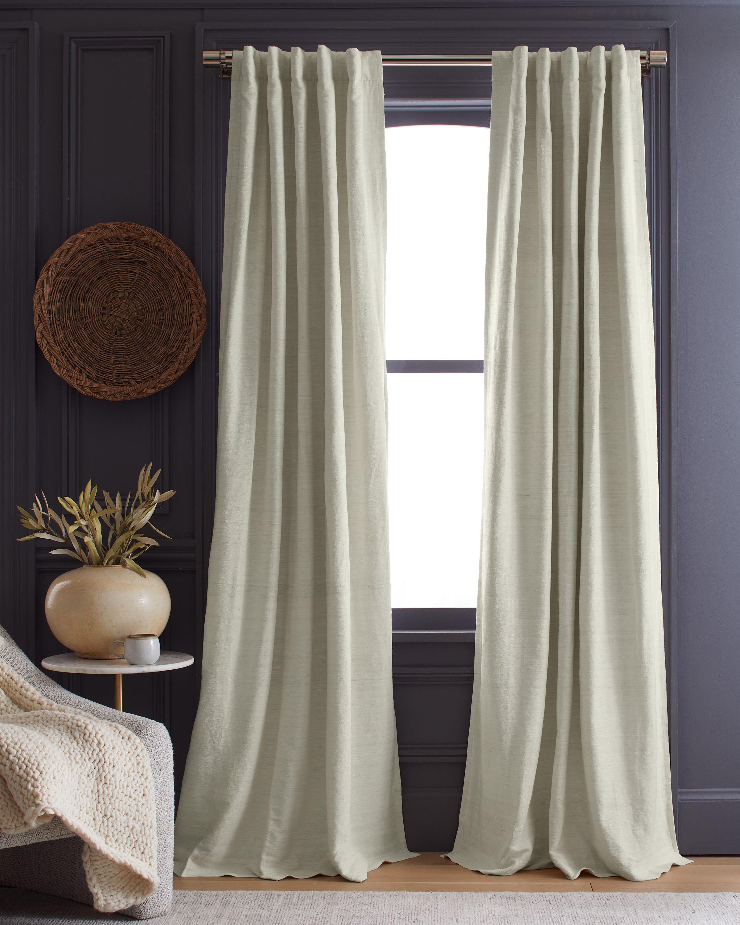 Raw Silk Room Darkening Curtain - Single Panel