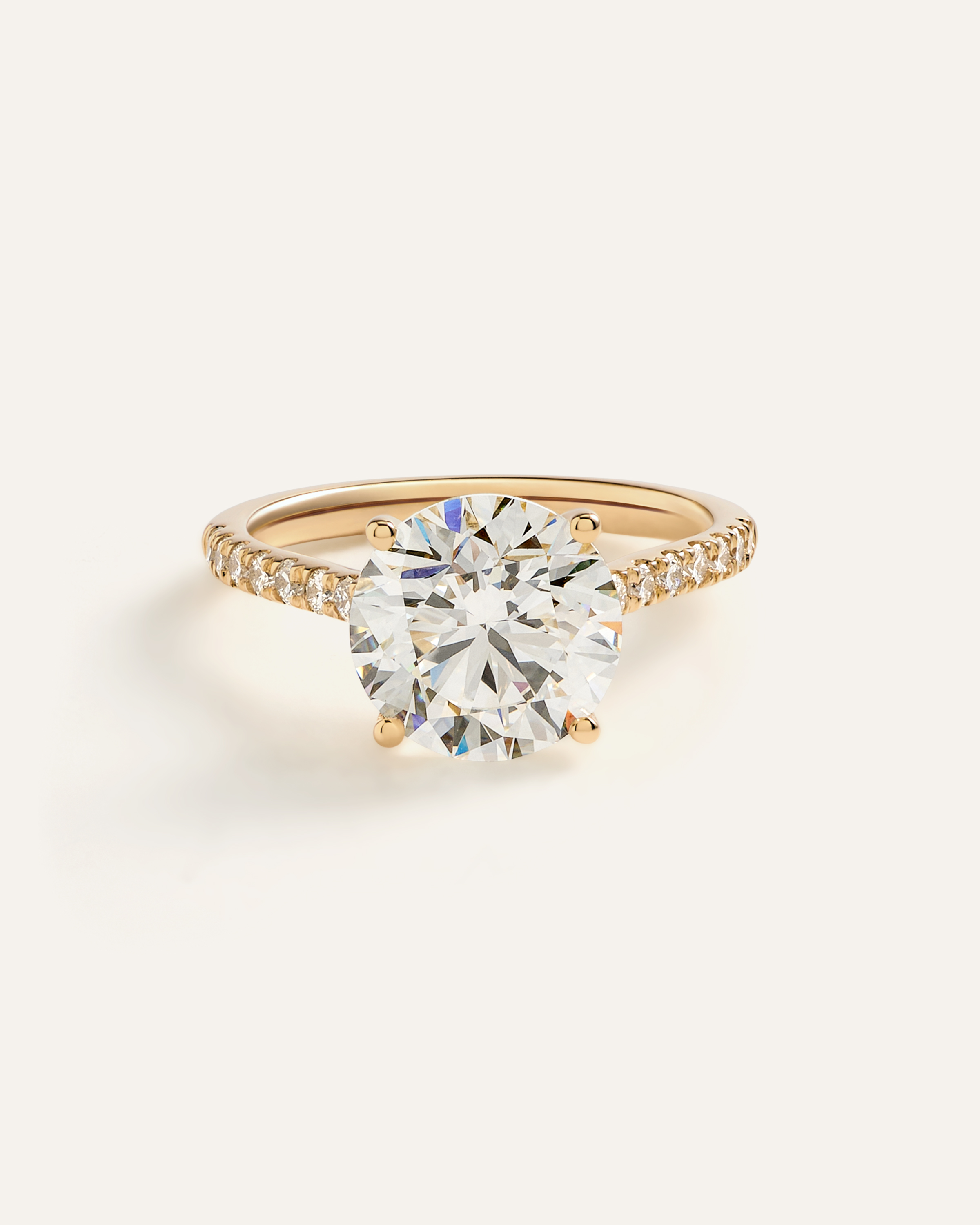 Lab Grown Diamond Round Pave Trellis Cathedral Engagement Ring - 4ct