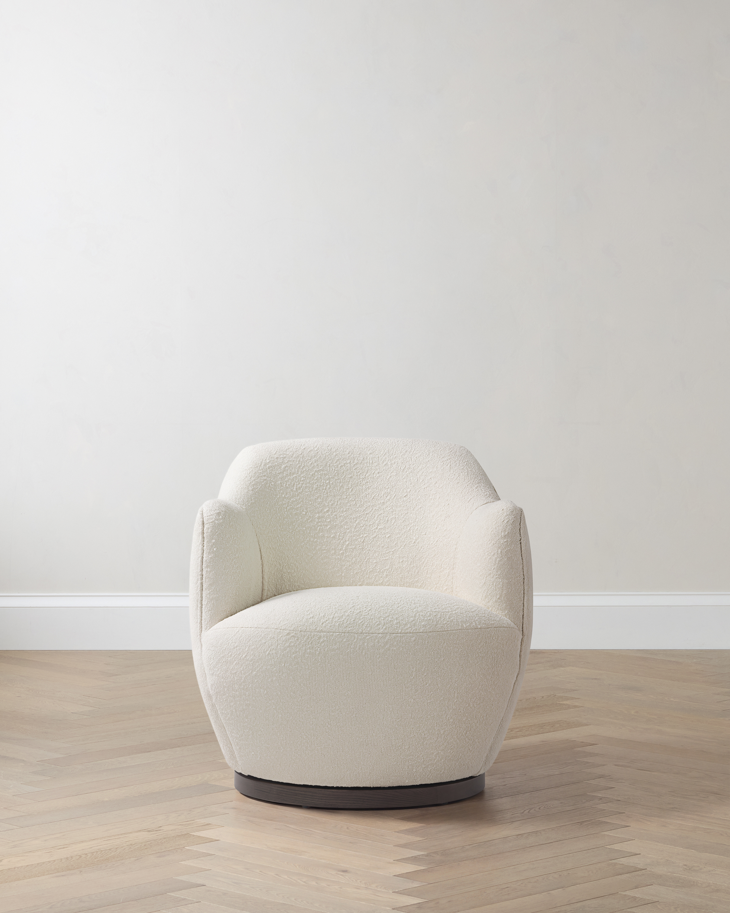 High-Back Swivel Chair with Wood Base
