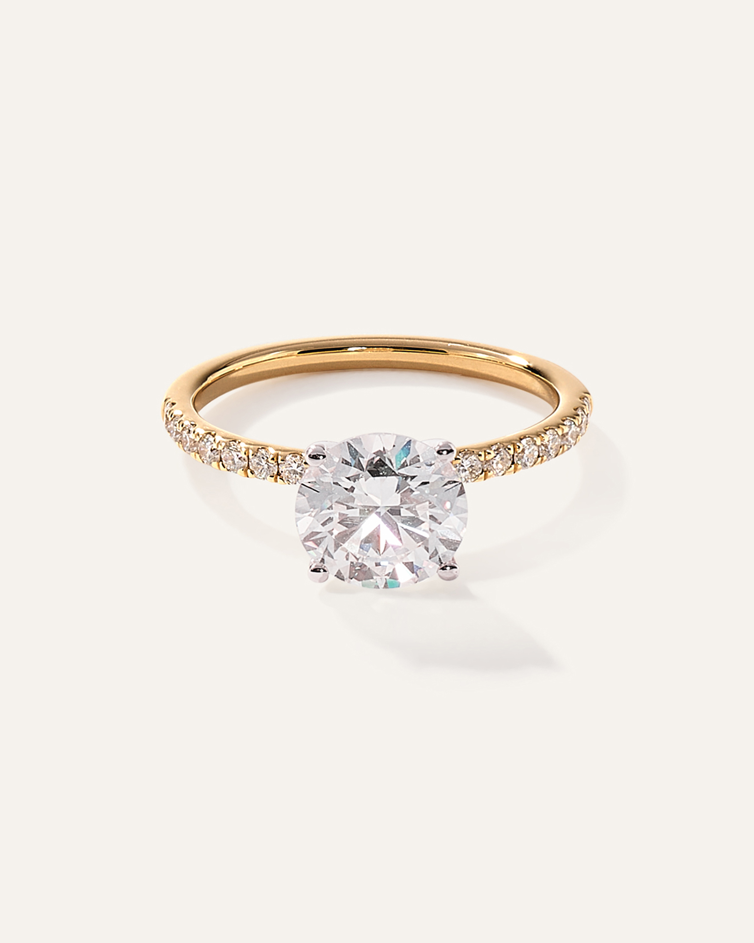 Lab Grown Diamond Round Petite Pave Engagement Ring - 2ct
