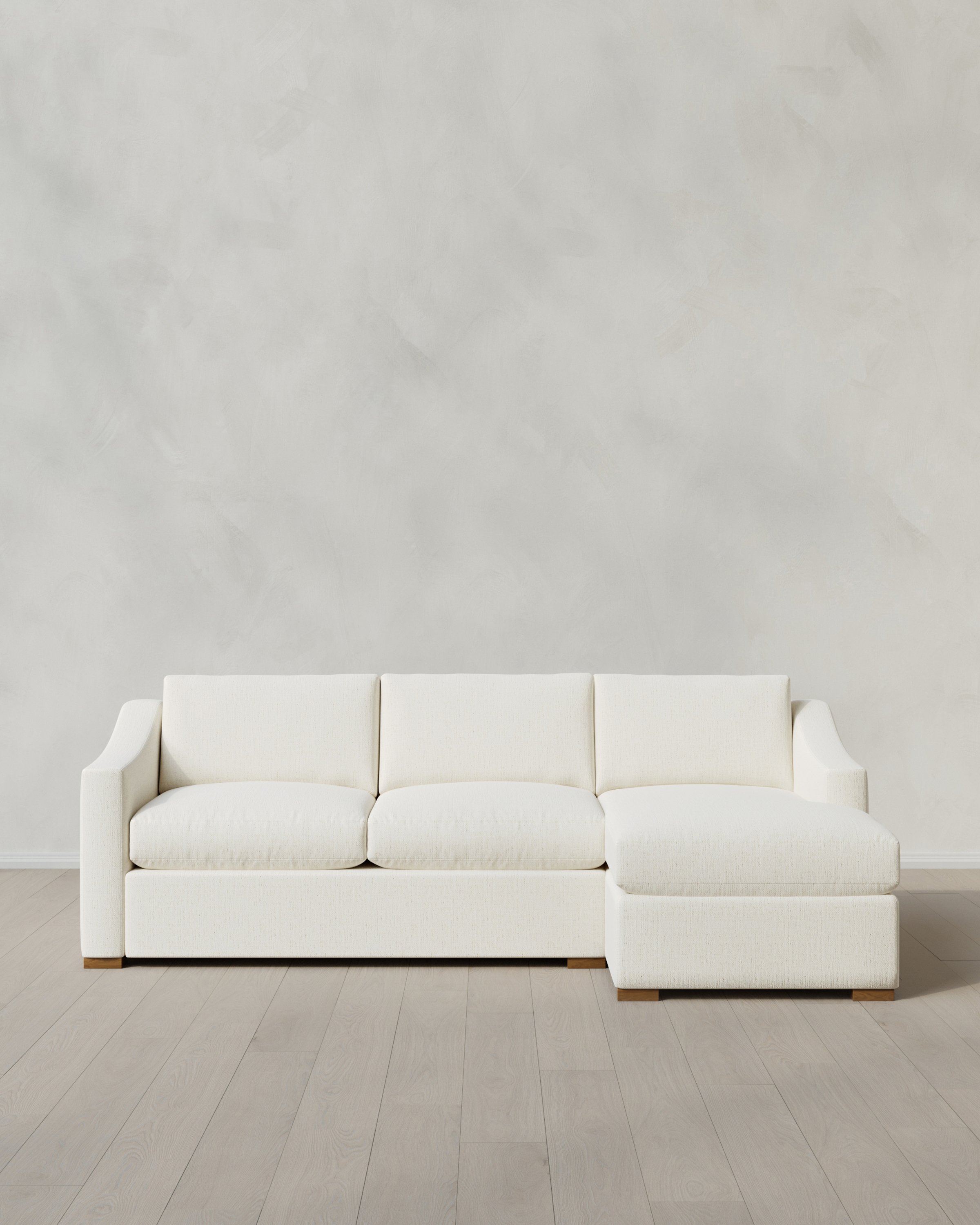 Hollis Slope Arm Chaise Sectional in Performance Chenille Linen Blend