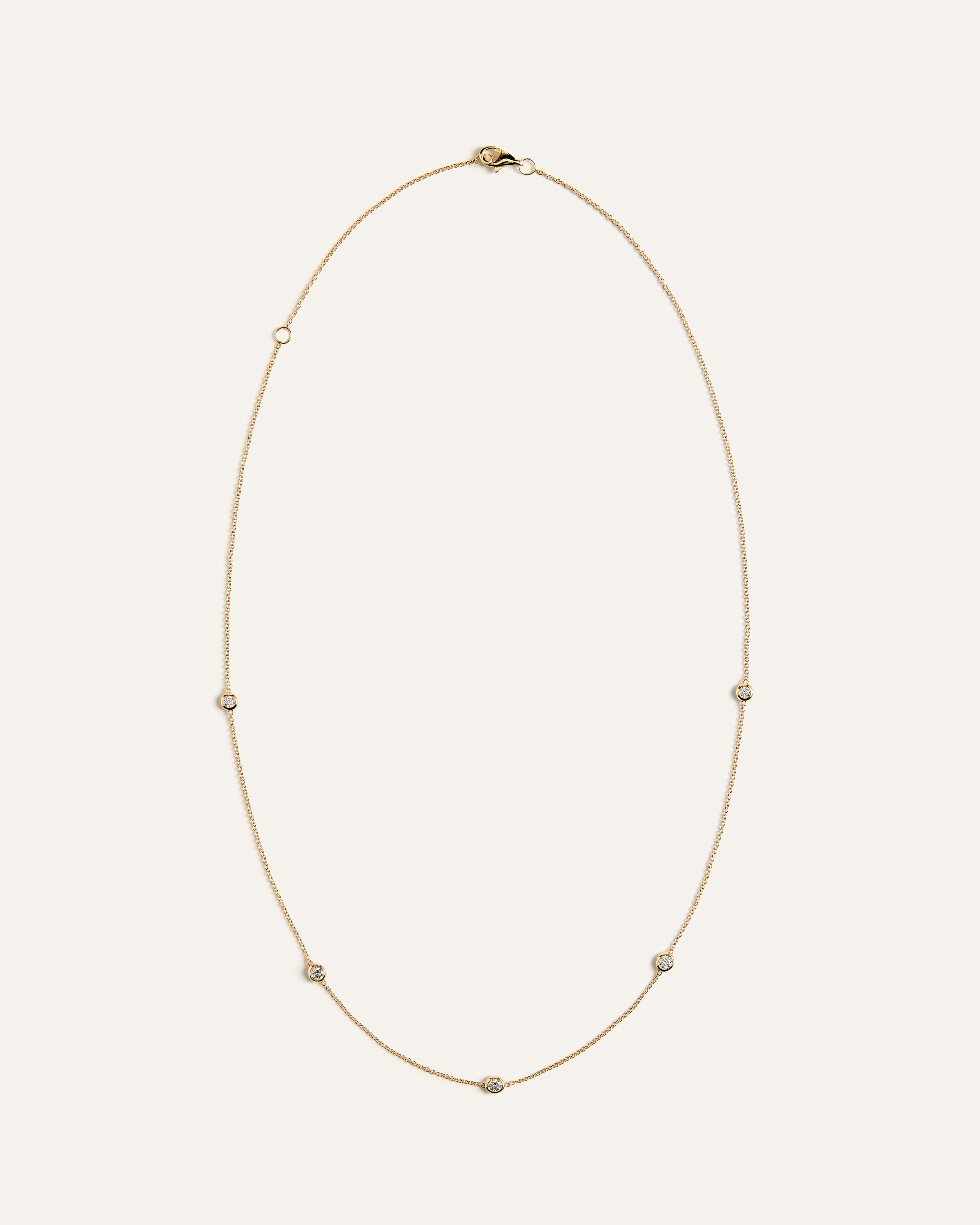 14K Gold Diamond Bezel Station Necklace