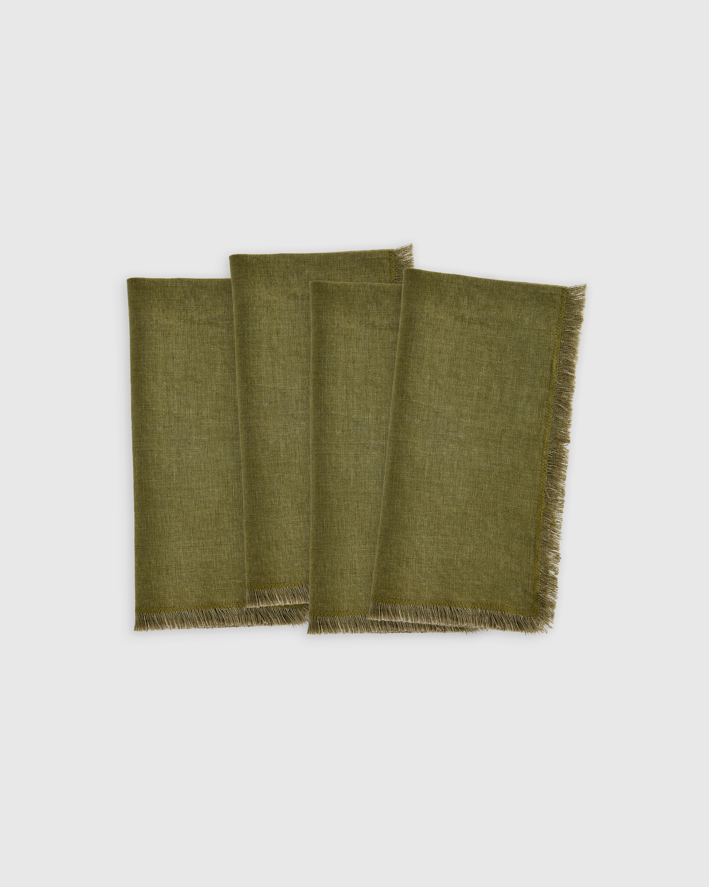 European Linen Fringe Napkins, Set of 4