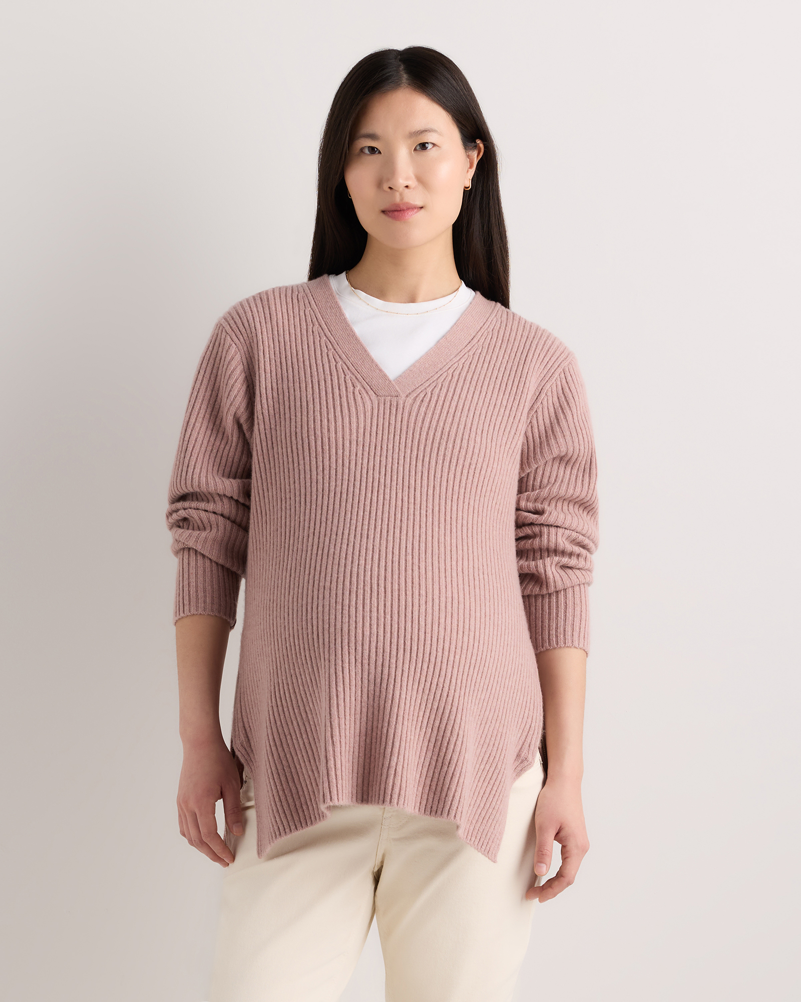 Mongolian Cashmere Ribbed Side Zip Maternity Sweater