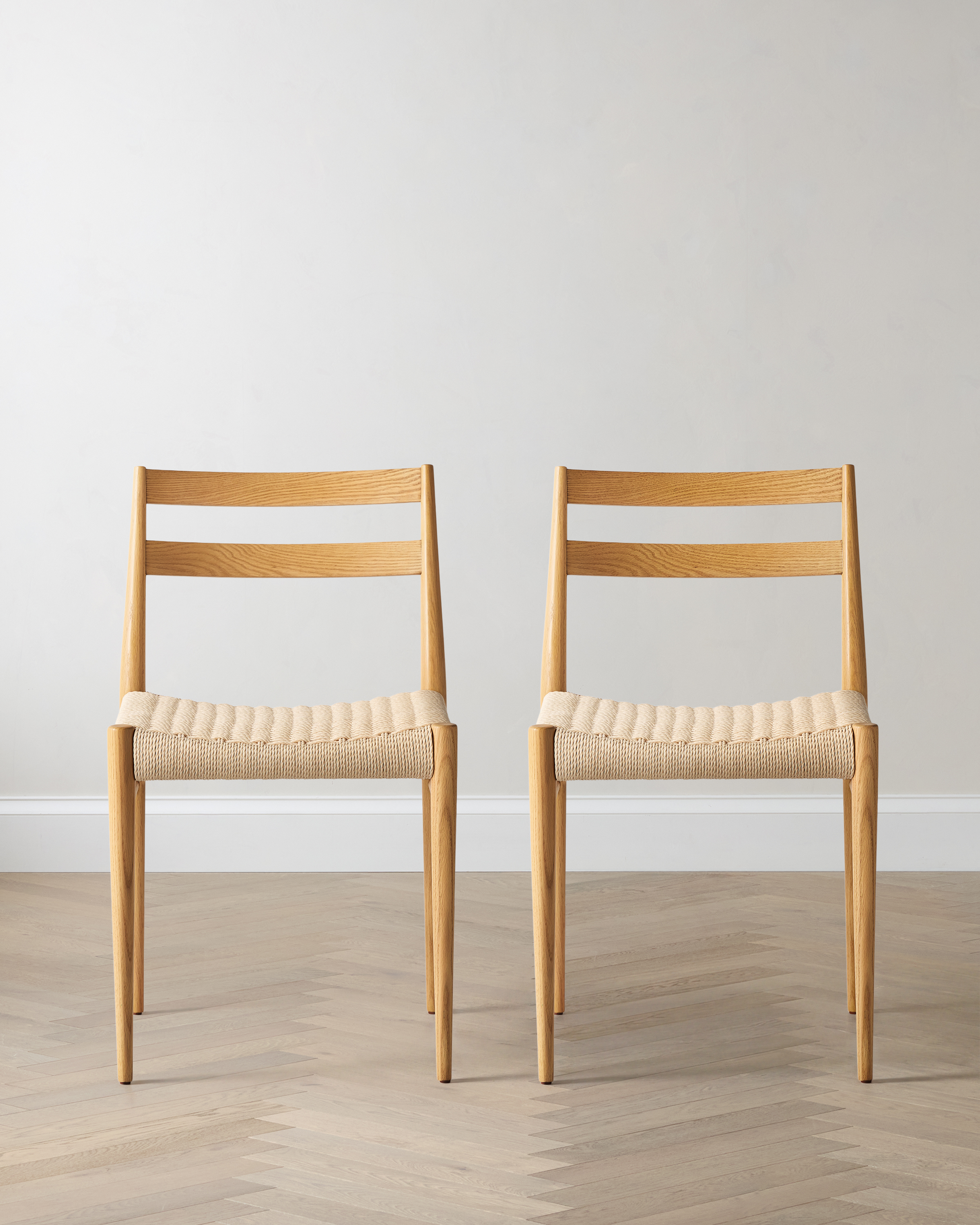 Solid Oak Dining Chair with Paper Cord Seat (Set of 2)