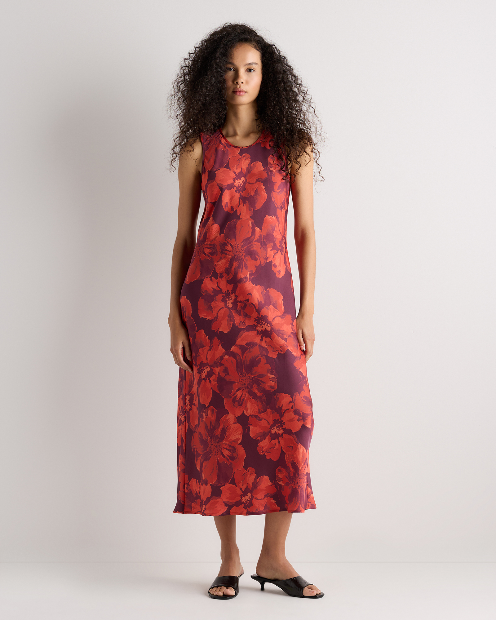 Washable Stretch Silk Tank Midi Dress