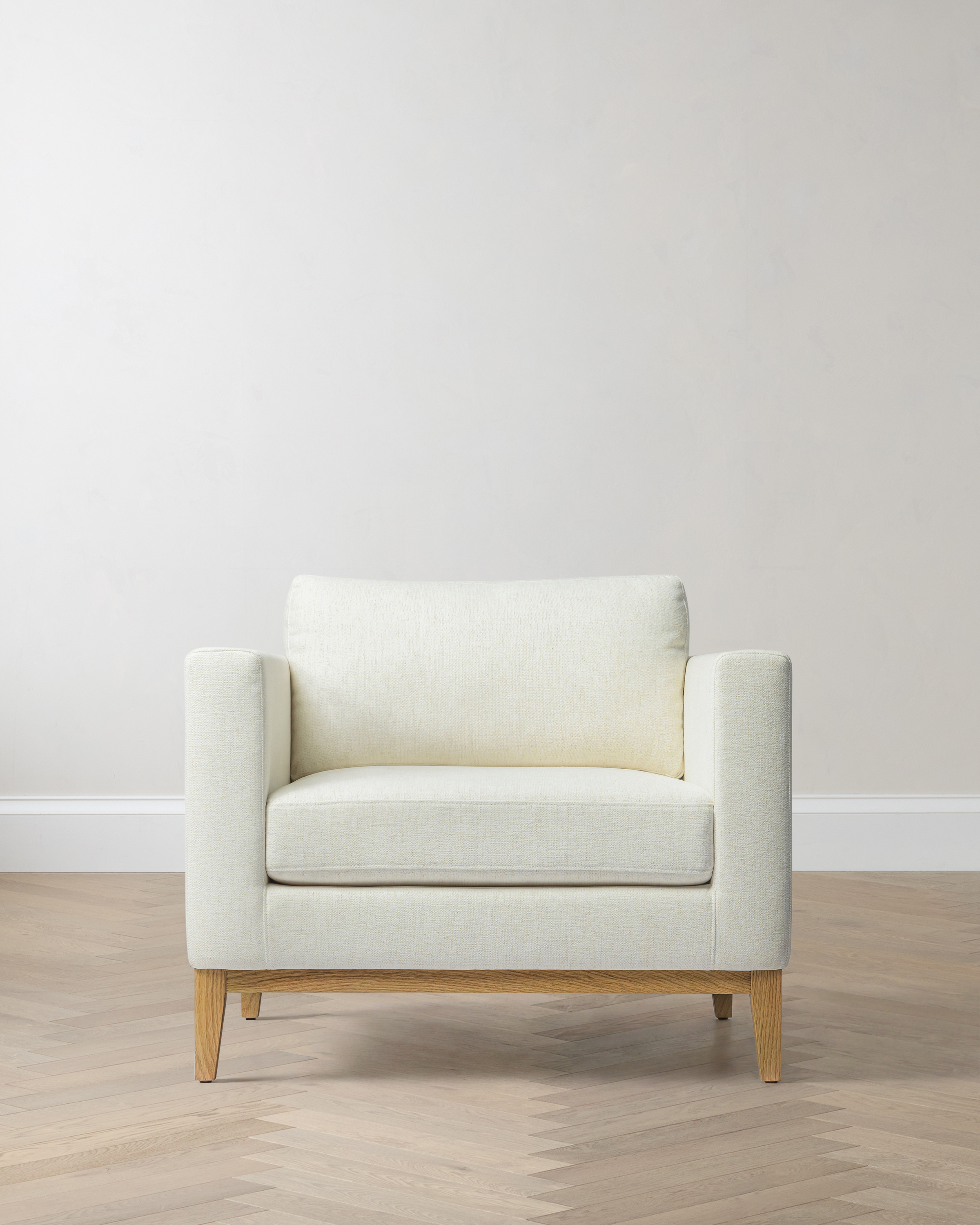 Performance Chenille Linen Blend Accent Chair with Solid Oak Base