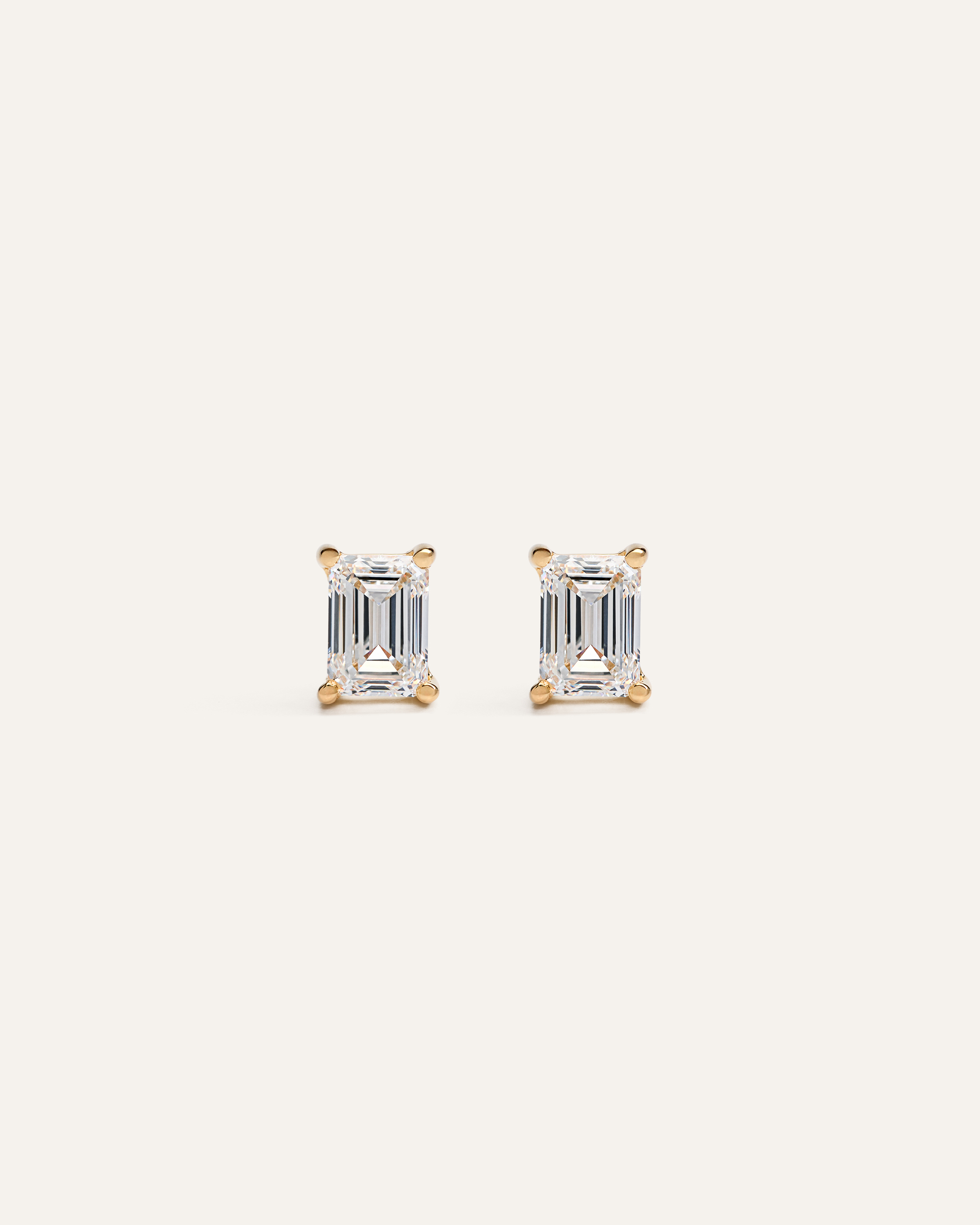 14K Gold Lab Grown Diamond Emerald Solitaire Studs - 1.5ctw
