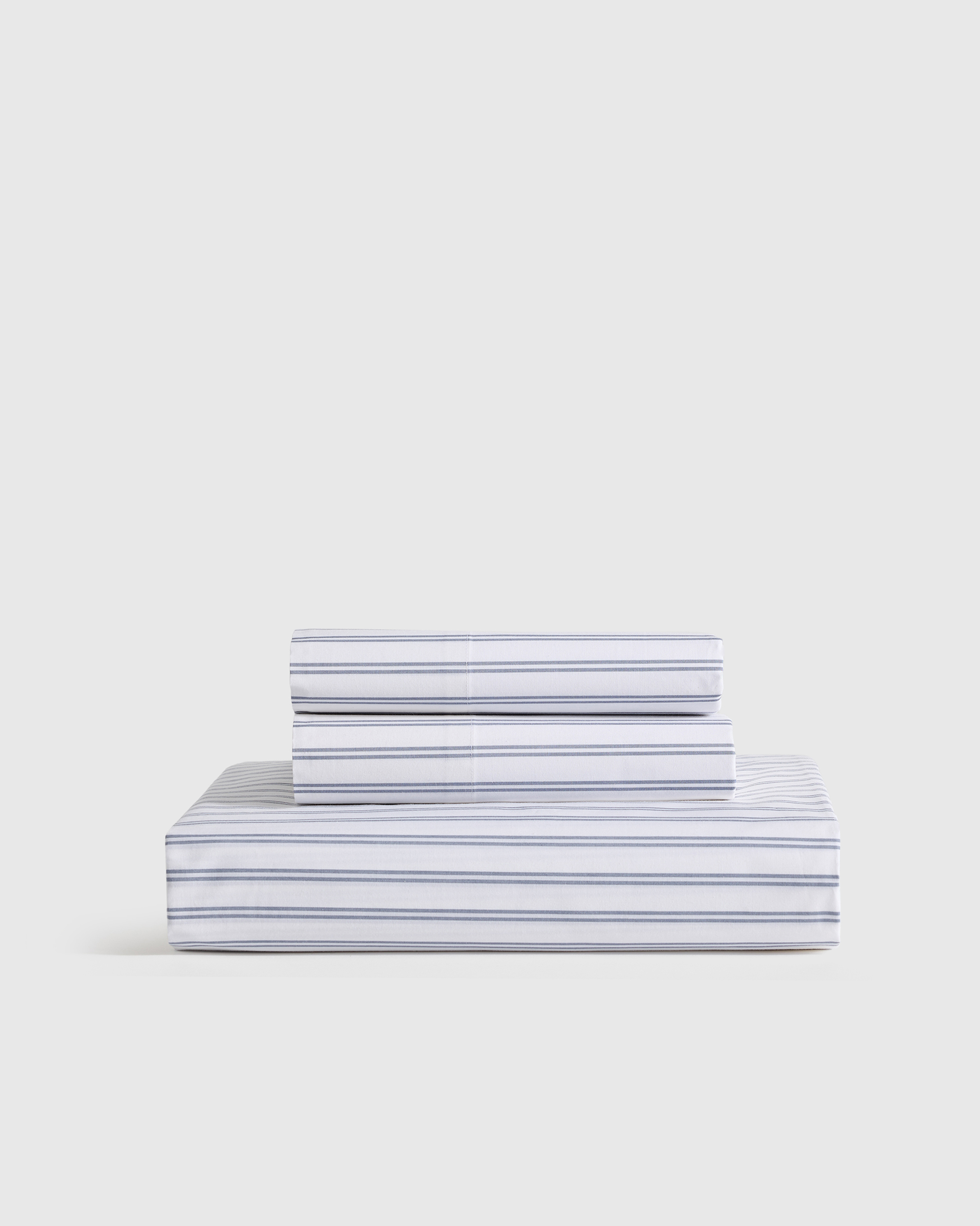 Organic Crisp Percale Double Stripe Fitted Sheet Set