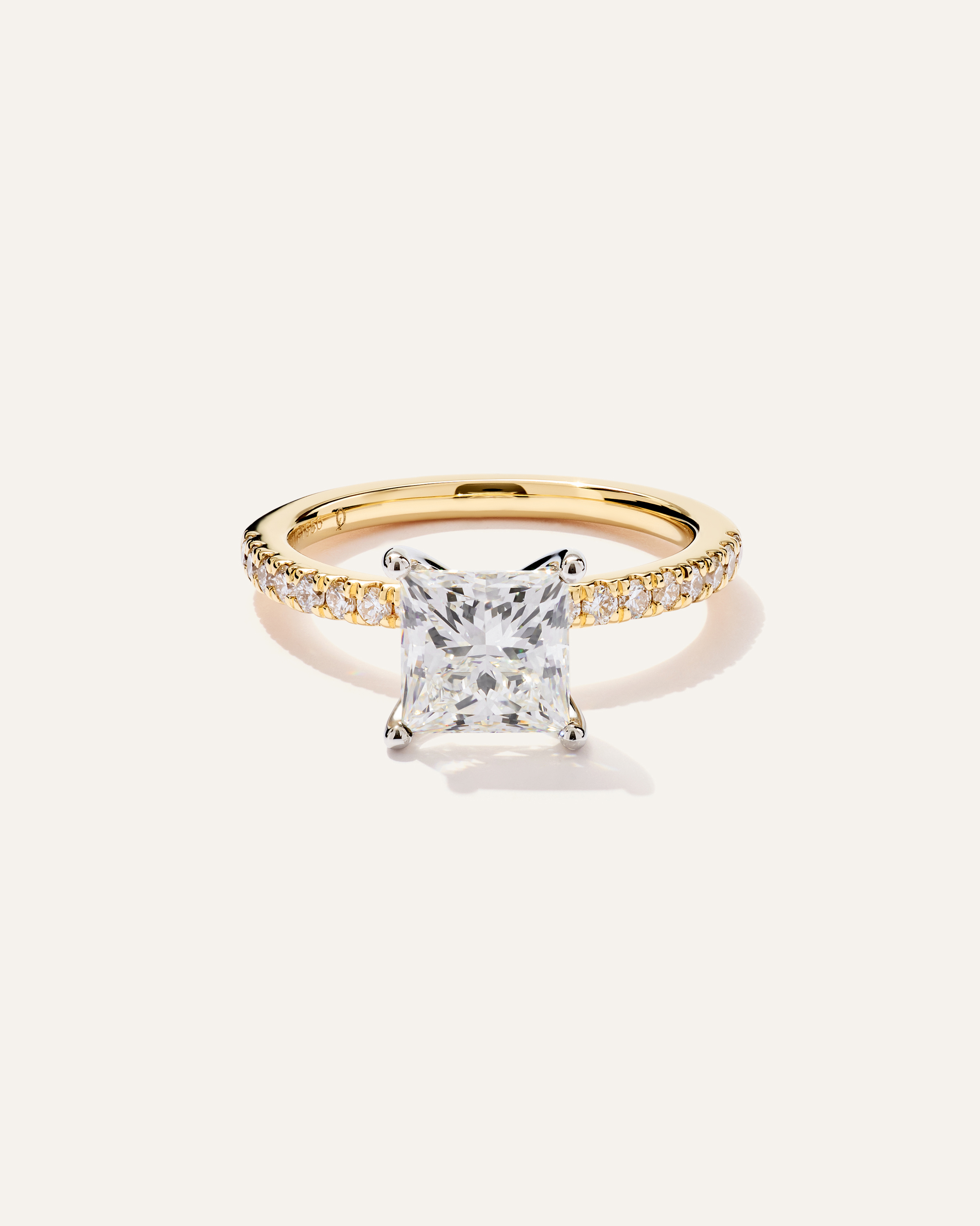 Lab Grown Diamond Princess Petite Pave Engagement Ring - 2ct