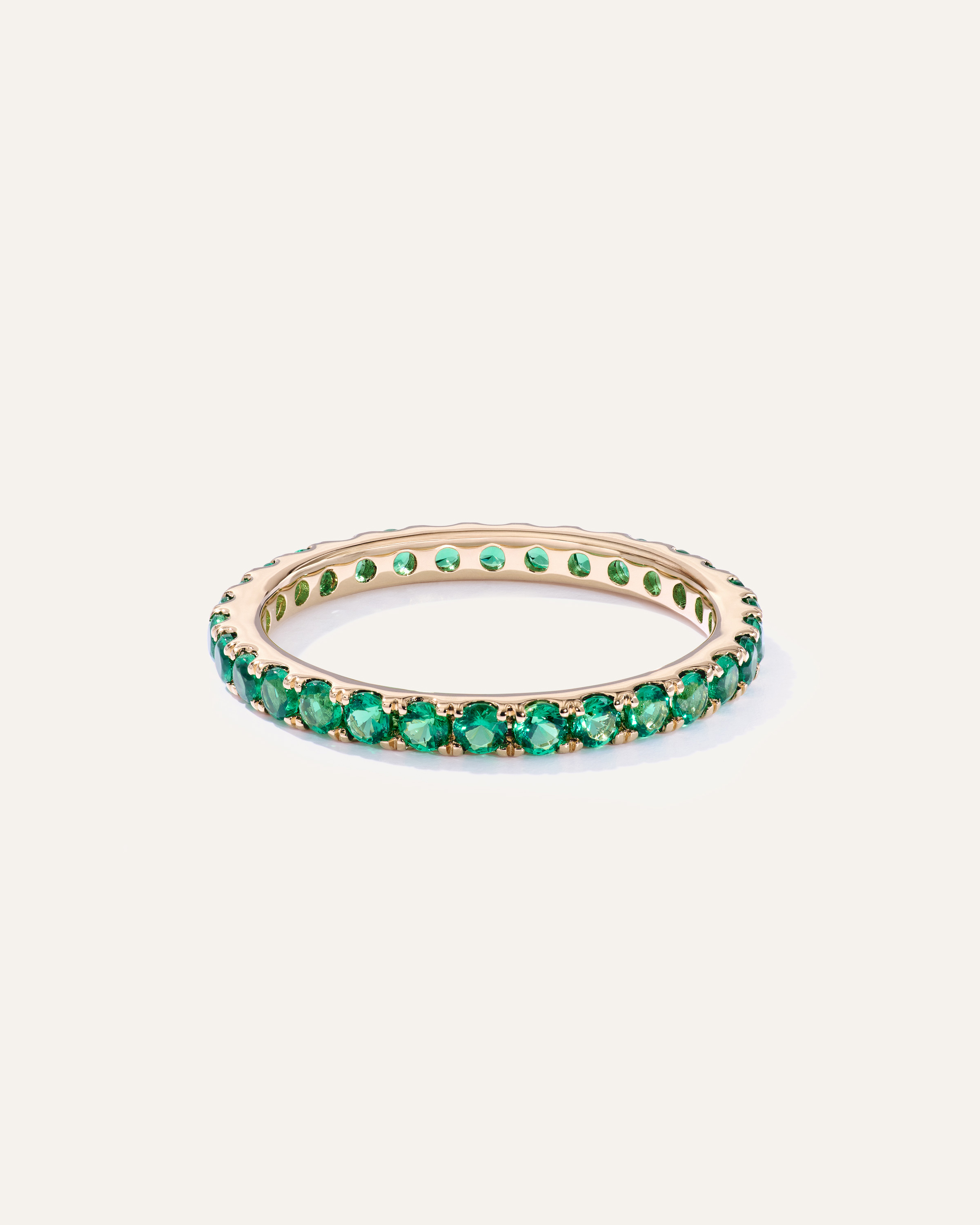 14K Gold Gemstone Pave Eternity Band