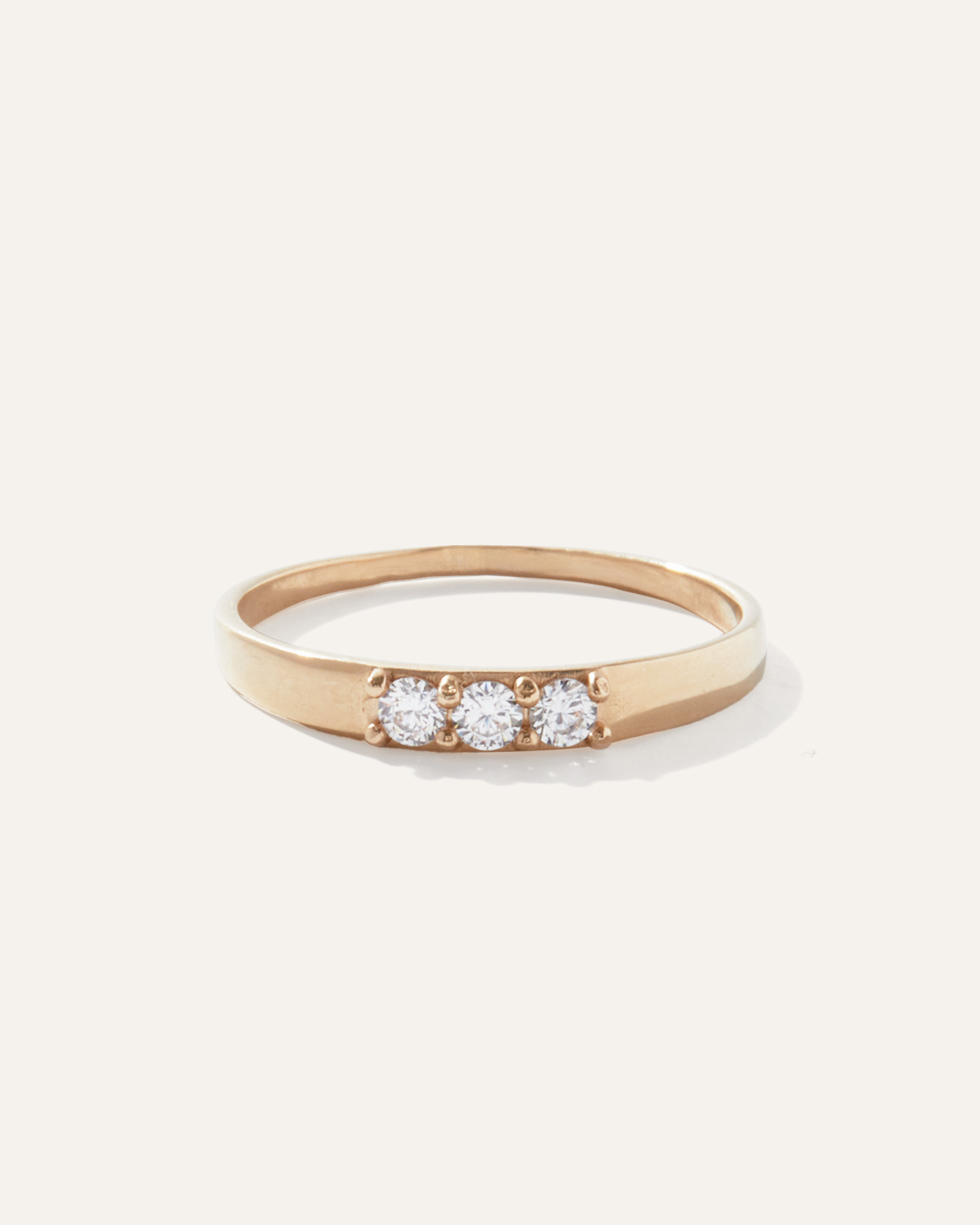 14K Gold Diamond Three Stone Tapered Band