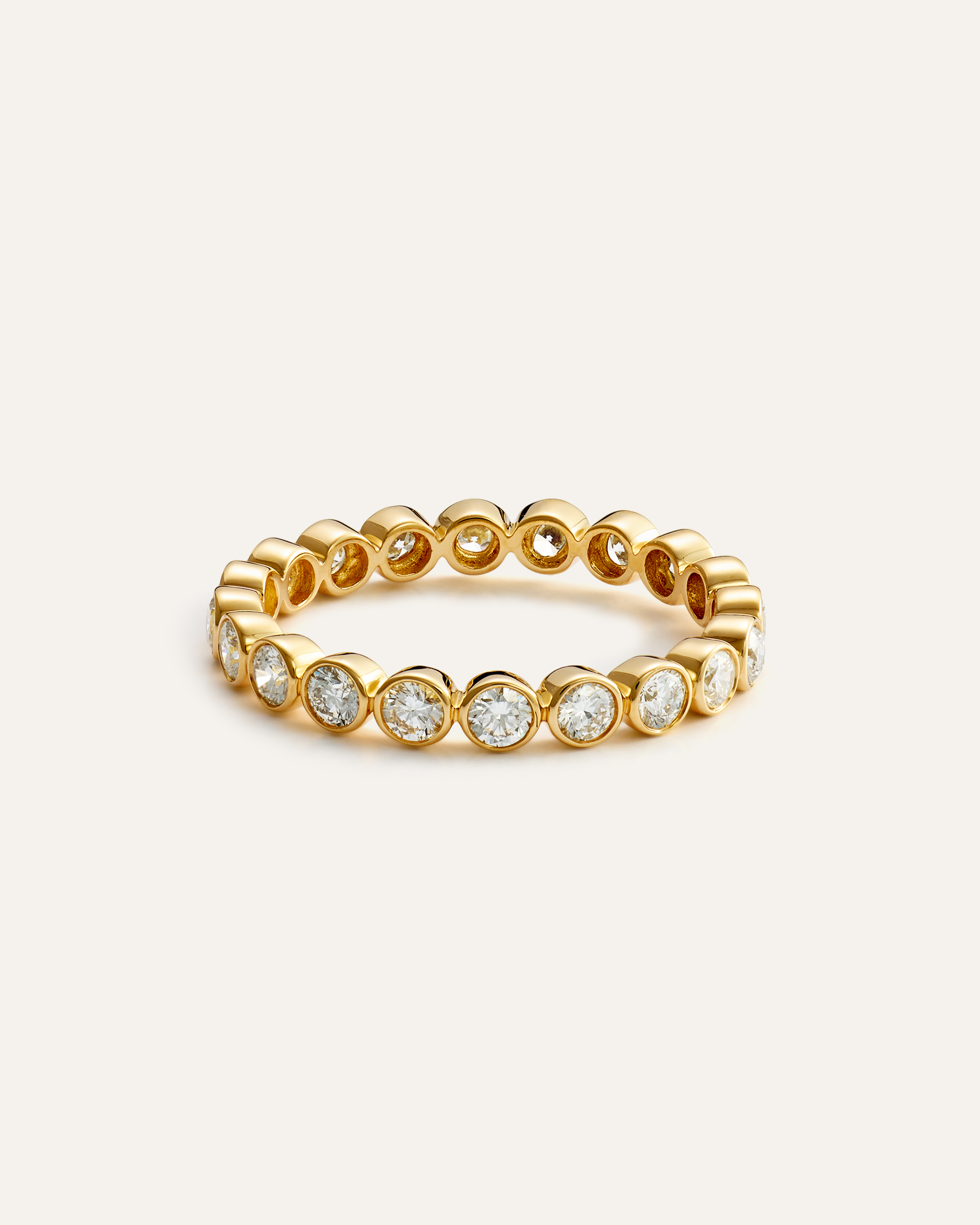 14K Gold Lab Grown Diamond Round Bezel Eternity Band - 1ctw