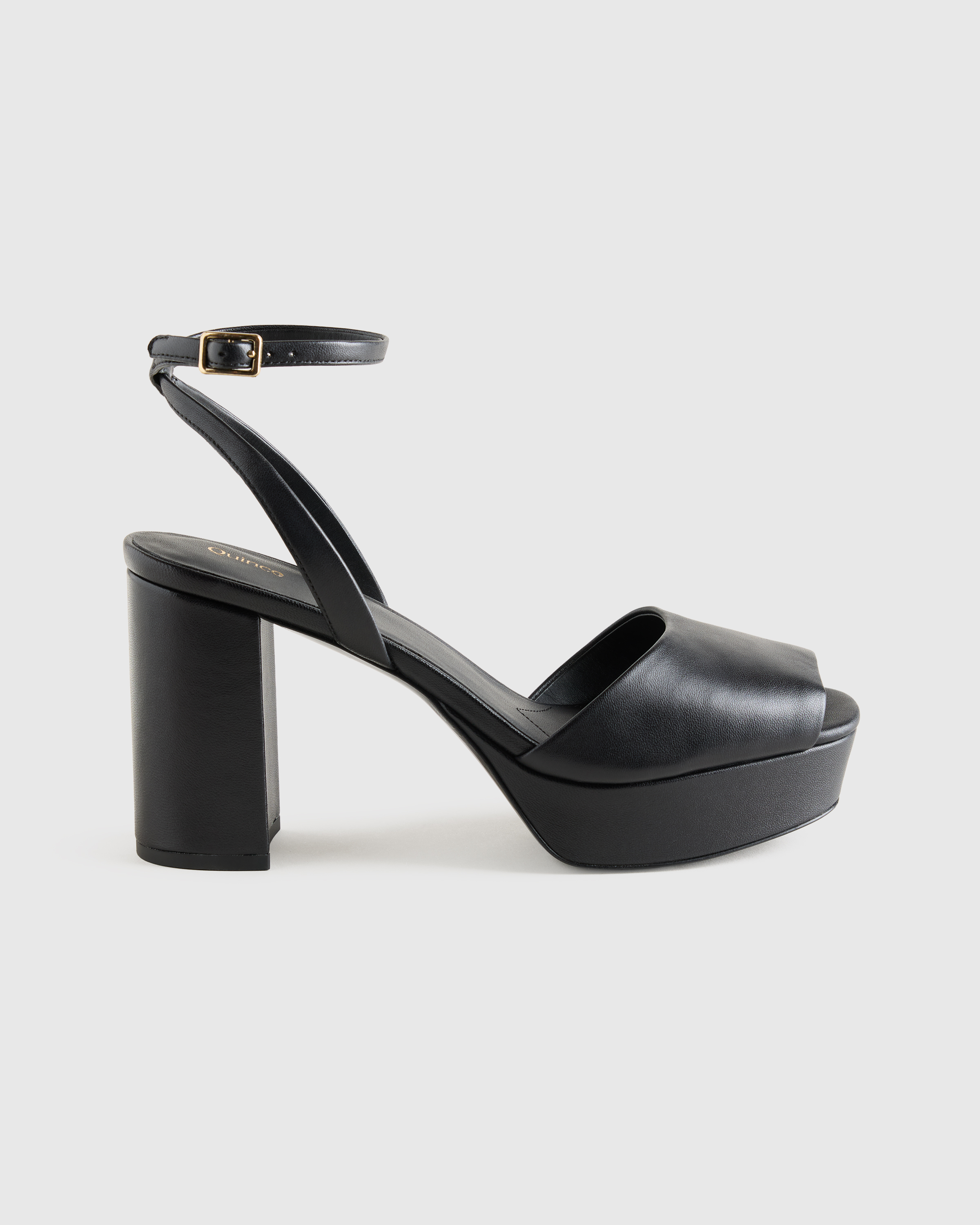 Italian Leather Platform 115mm Block Heel