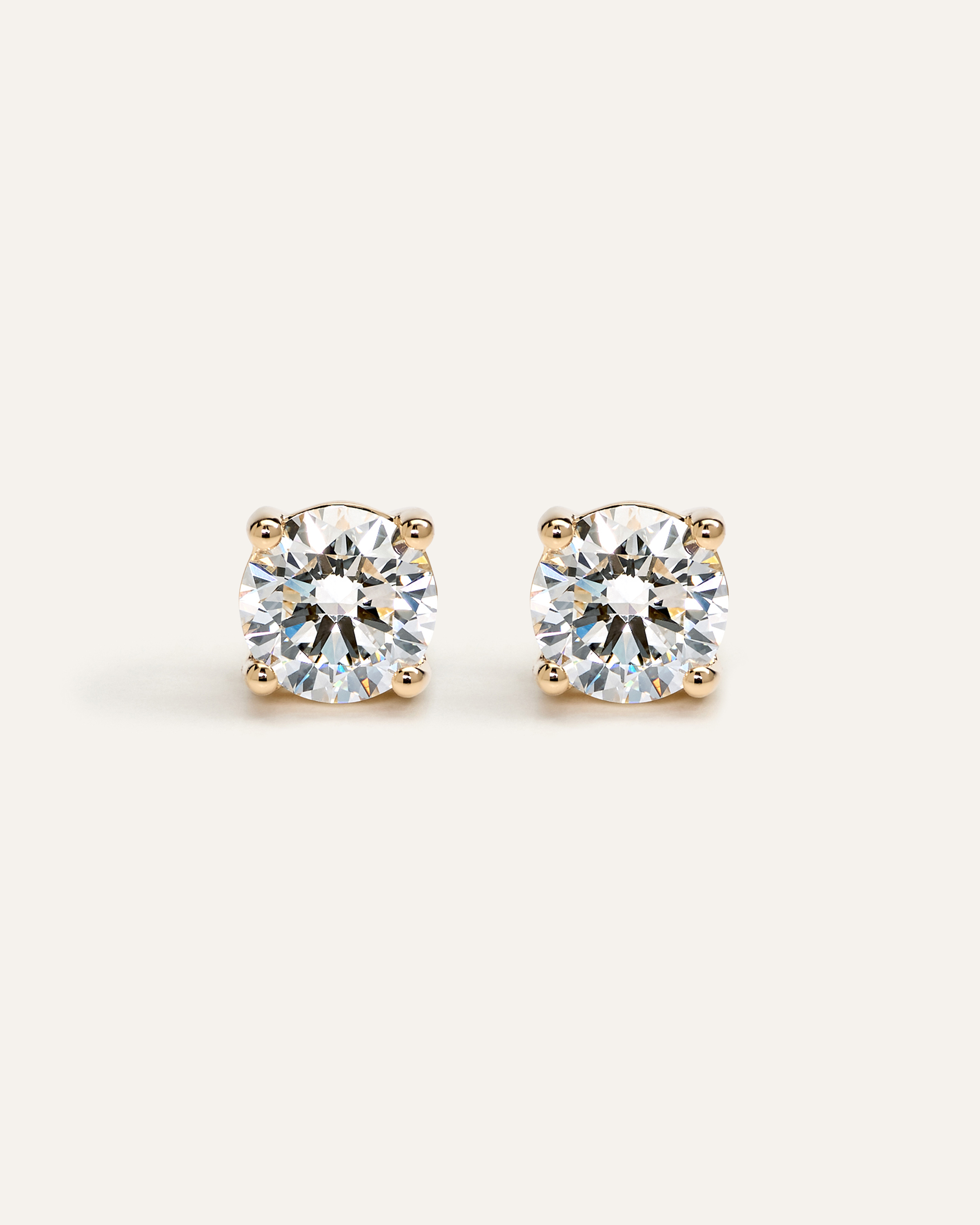 14K Gold Lab Grown Diamond Four-Prong Solitaire Studs - 4ctw
