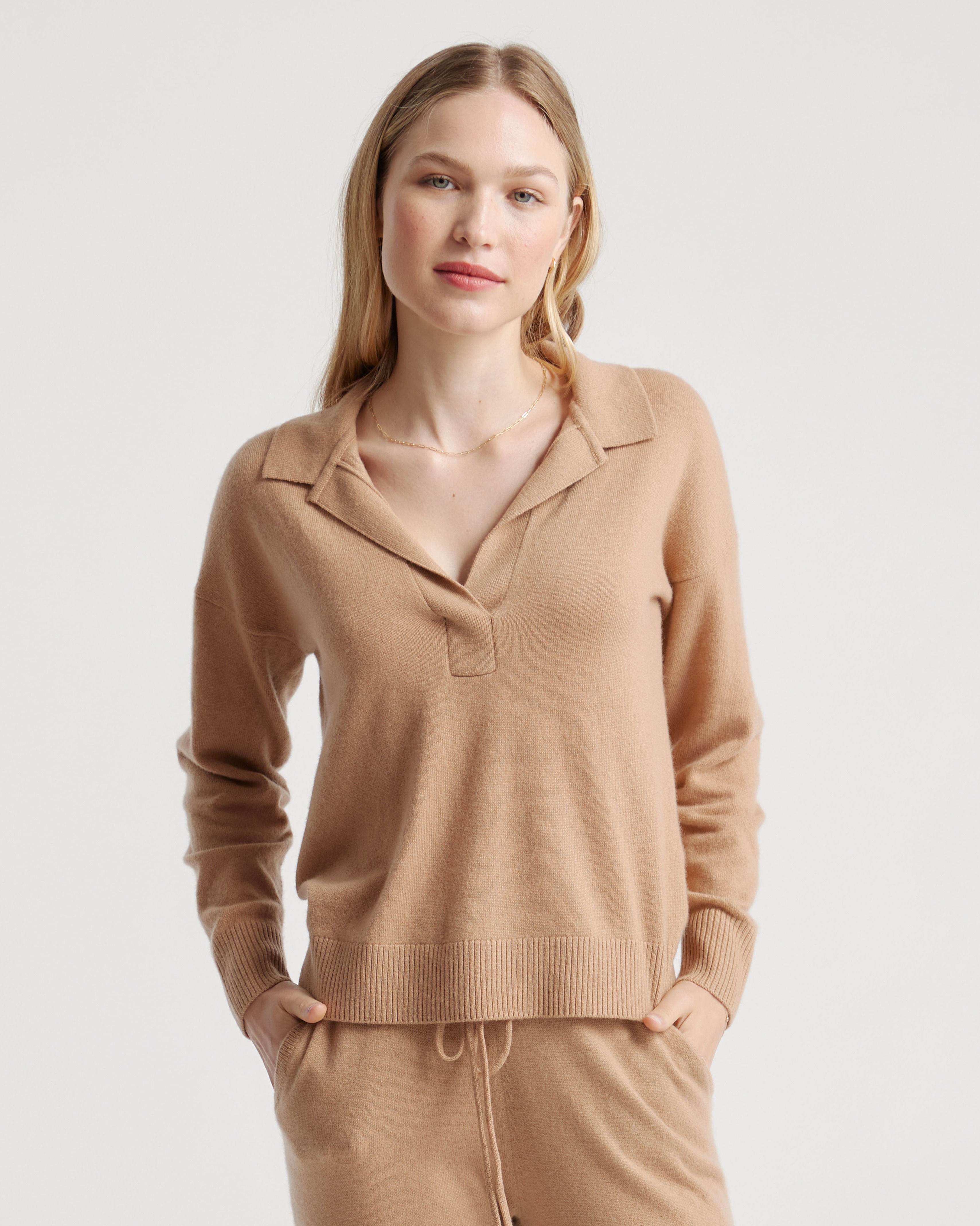 Mongolian Spring Cashmere Polo Sweater