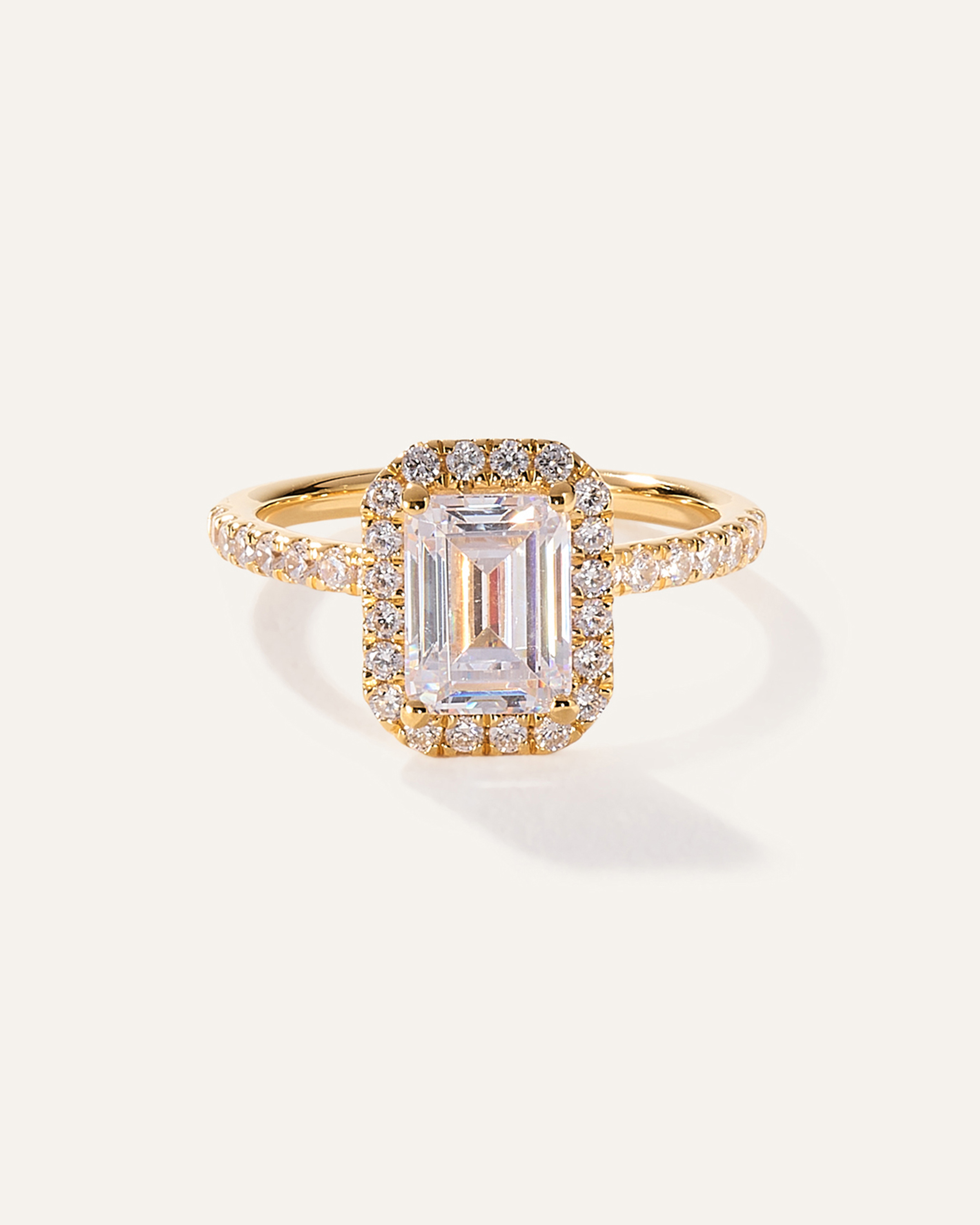 Lab Grown Diamond Emerald Halo Pave Engagement Ring - 2ct