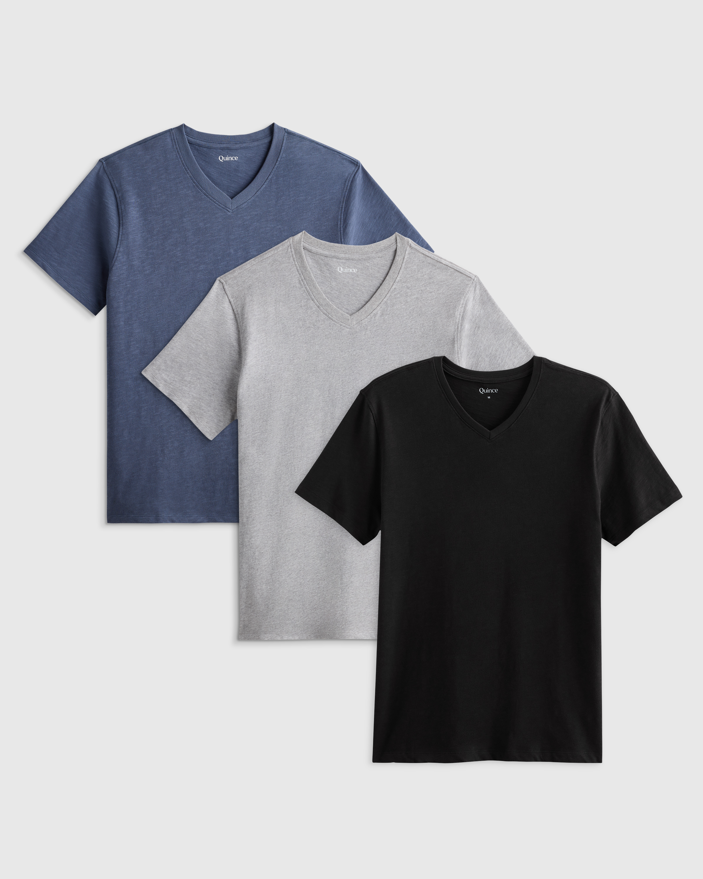 100% Organic Cotton Slub V-Neck Tee 3 Pack Bundle
