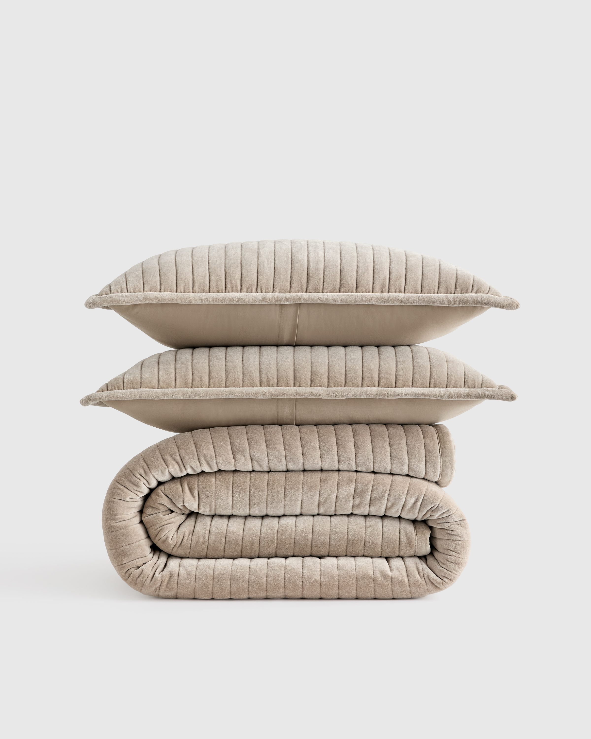 Cotton Velvet Horizontal Channel Quilt Set