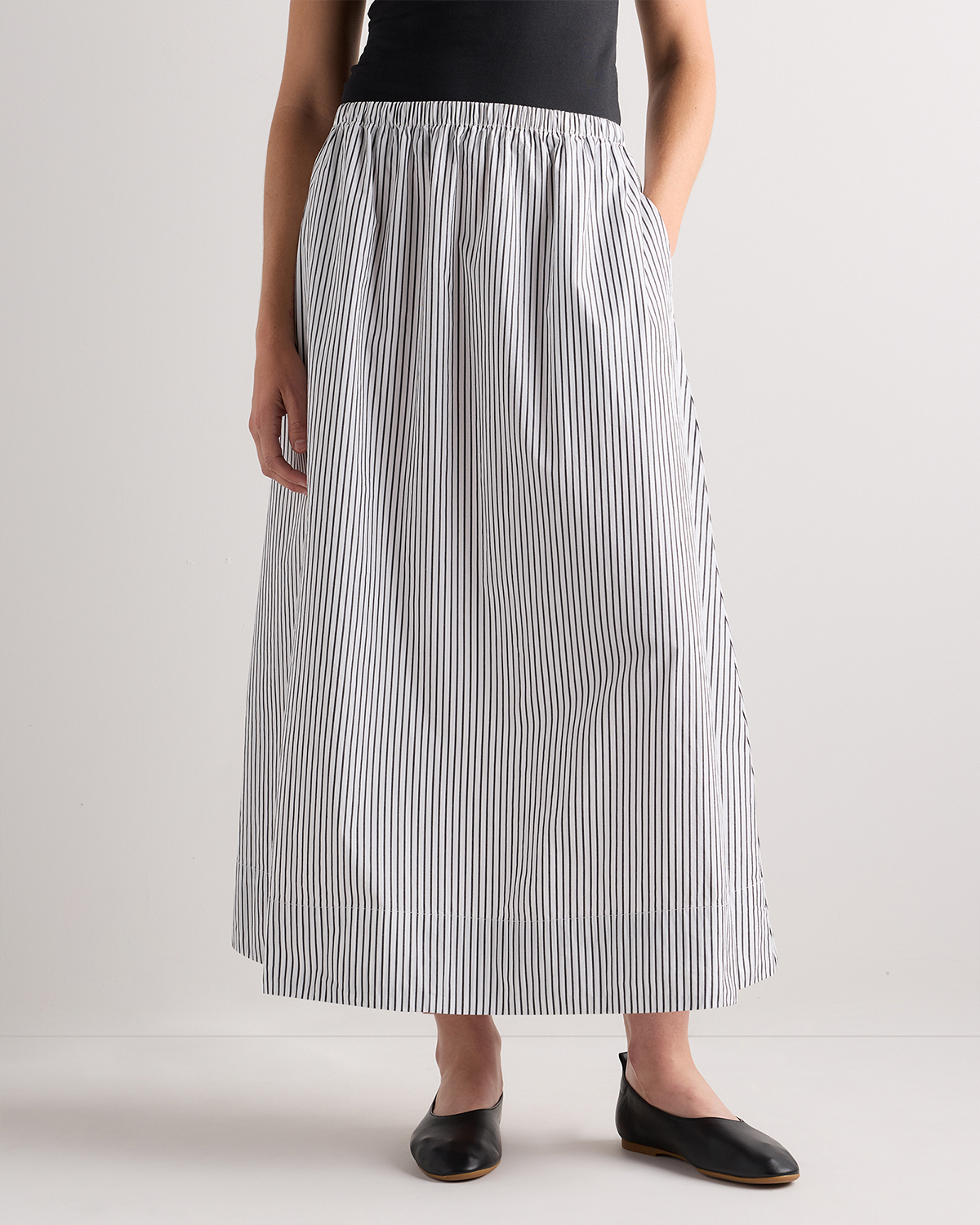 100% Organic Cotton Poplin A-line Maxi Skirt