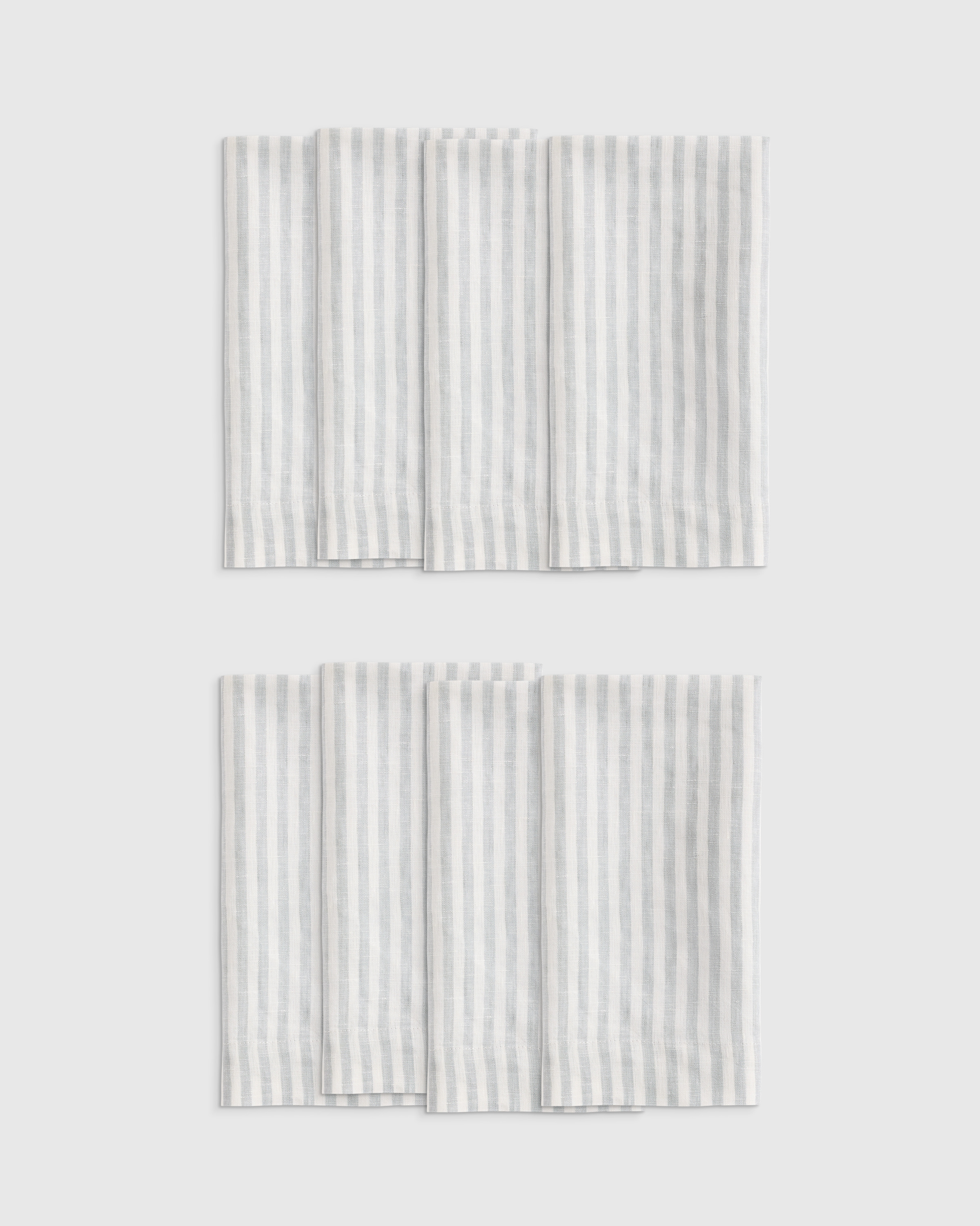 European Linen Wide-Hem Stripe Napkins, Set of 8