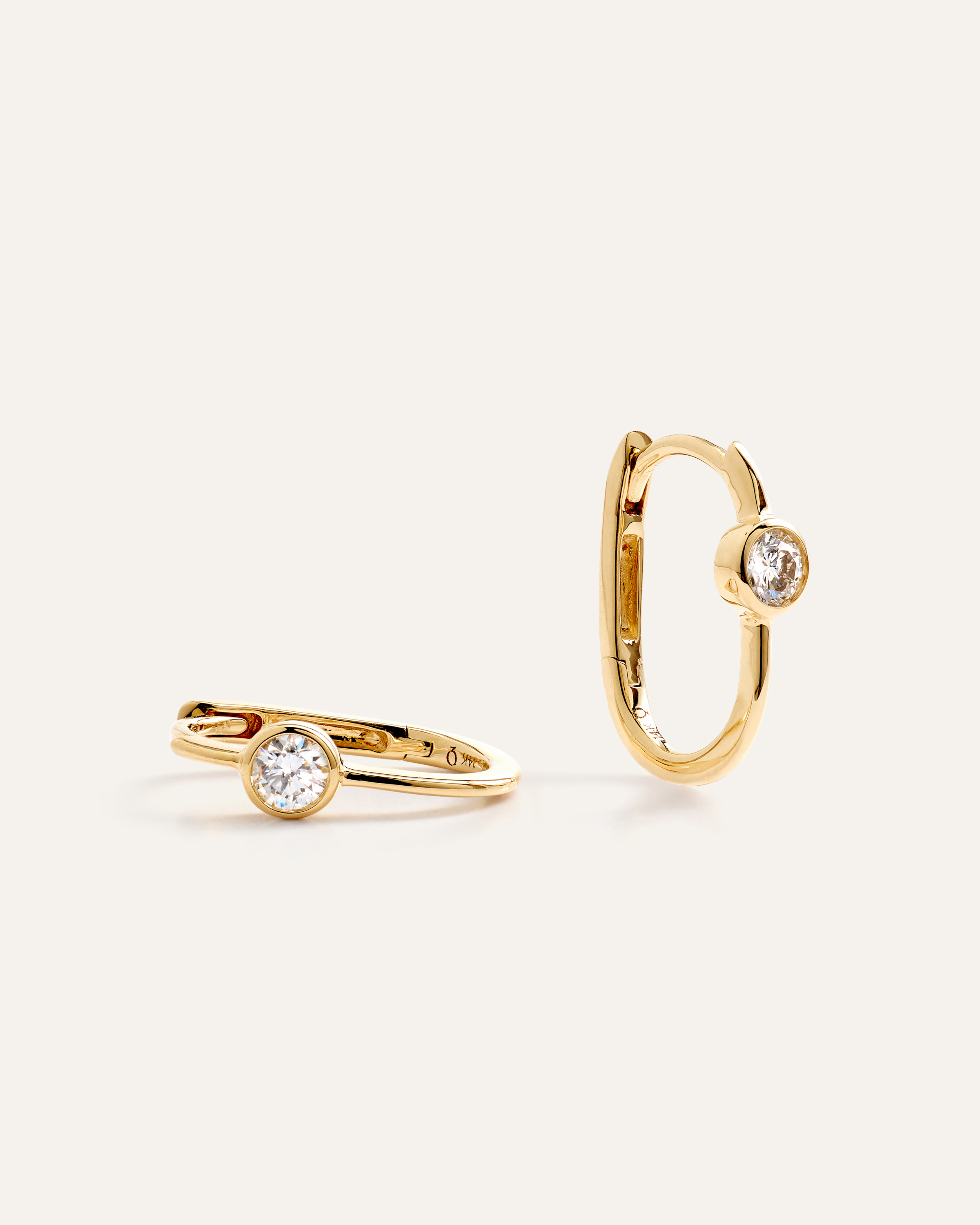 14K Gold Lab Grown Diamond Solitaire U Hoops