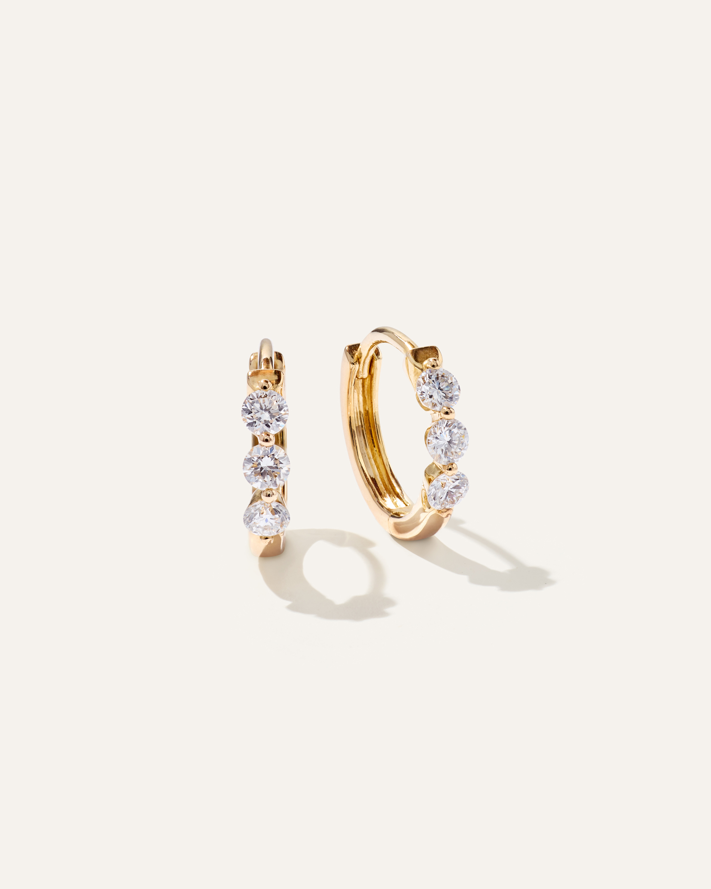 14K Gold Lab Grown Diamond Shared Prong Huggie