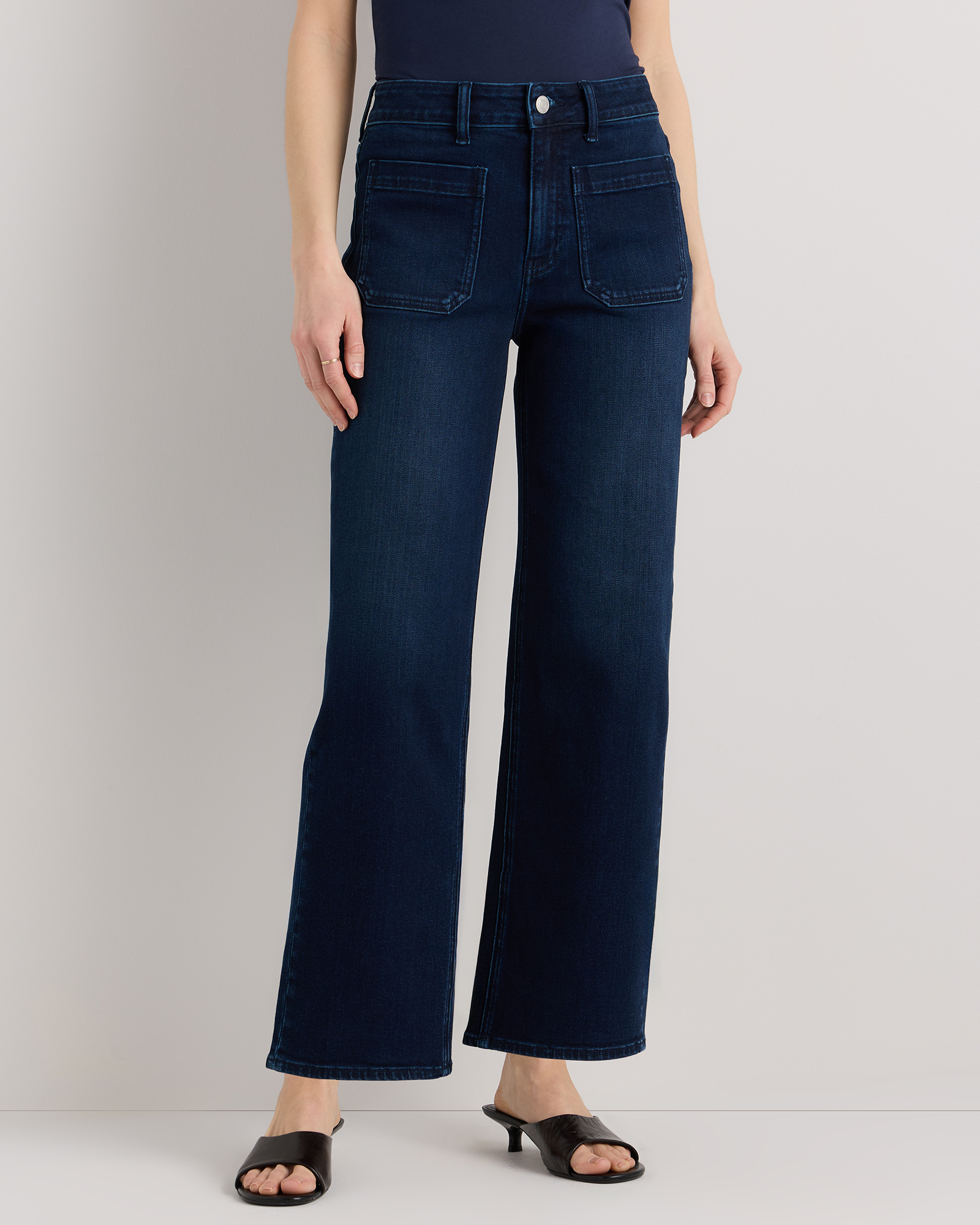 Bella Stretch Patch Pocket Wide Leg Jeans