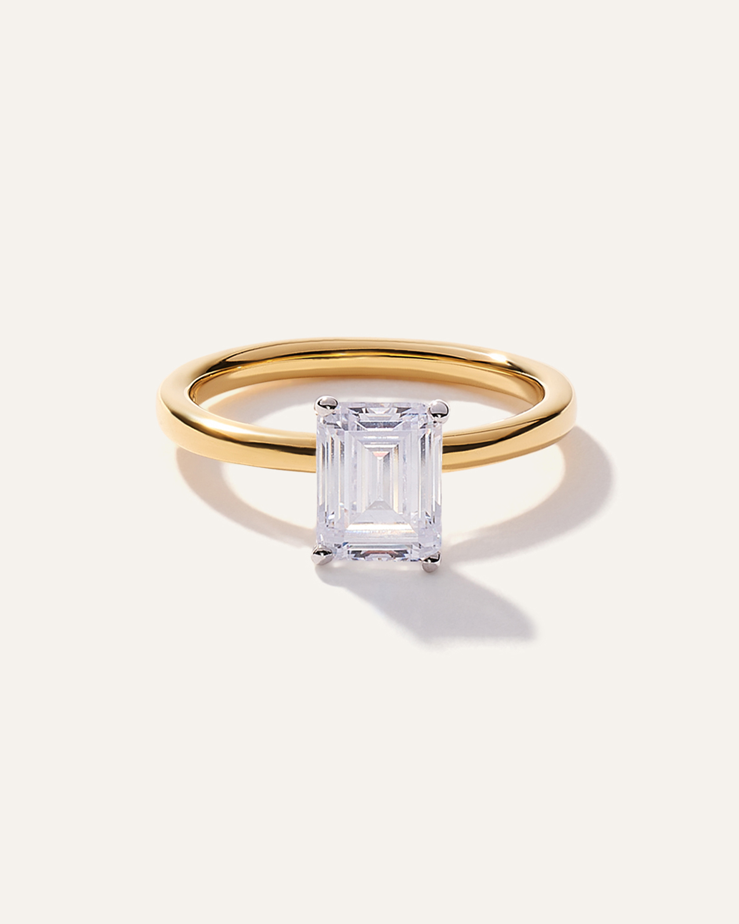 Lab Grown Diamond Emerald Comfort Fit Engagement Ring - 1.50ct
