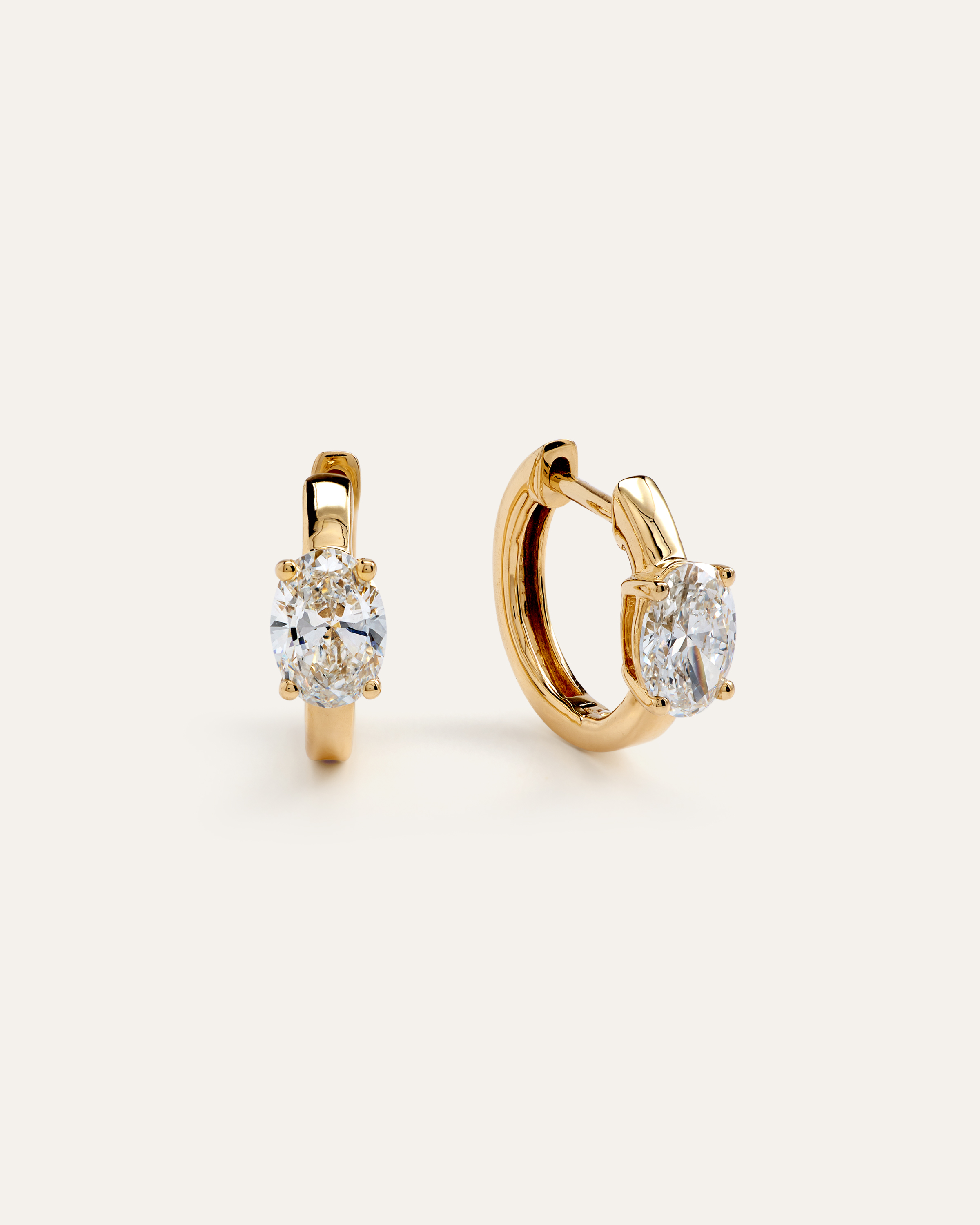 14K Gold Lab Grown Diamond Oval Solitaire Huggies - 1ctw