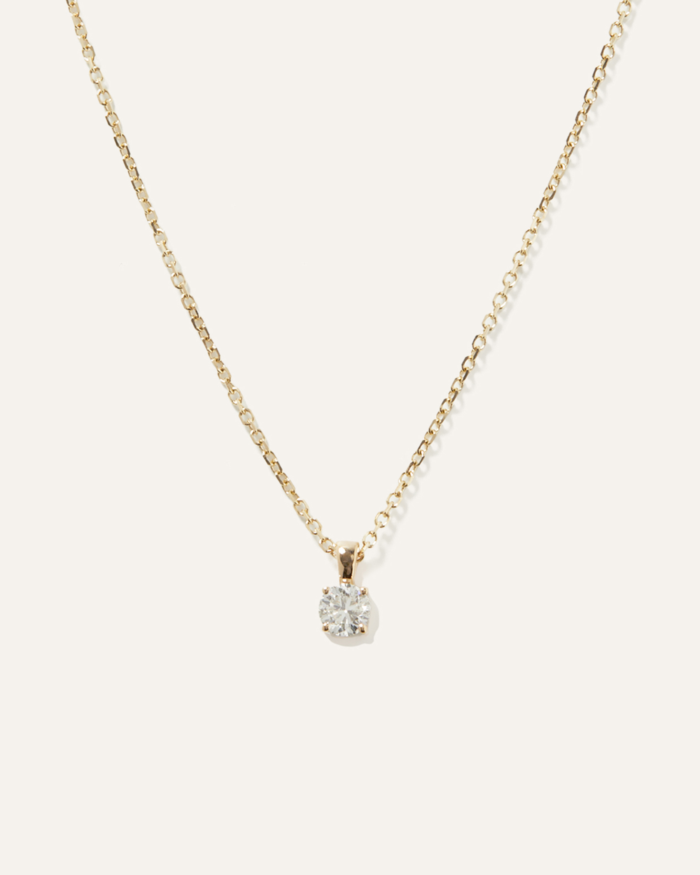 14k Gold Natural Diamond Solitaire Necklace