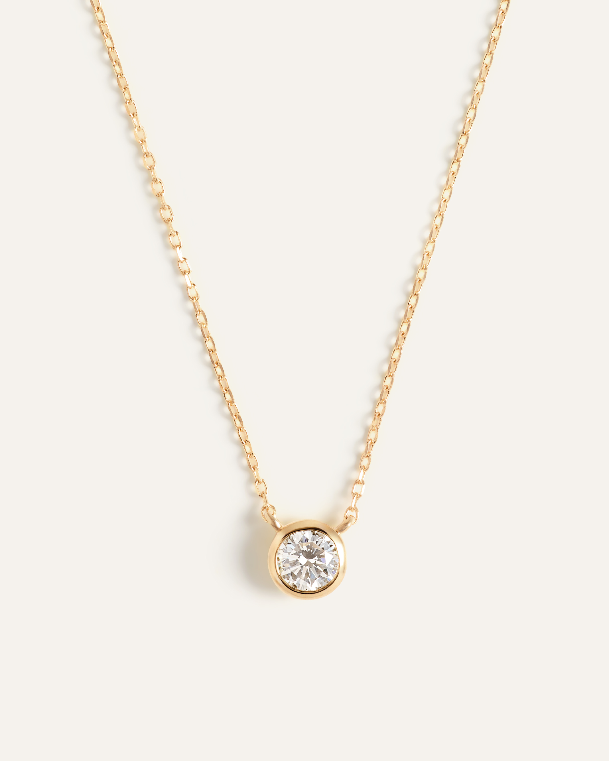 14K Gold Diamond Bezel Necklace
