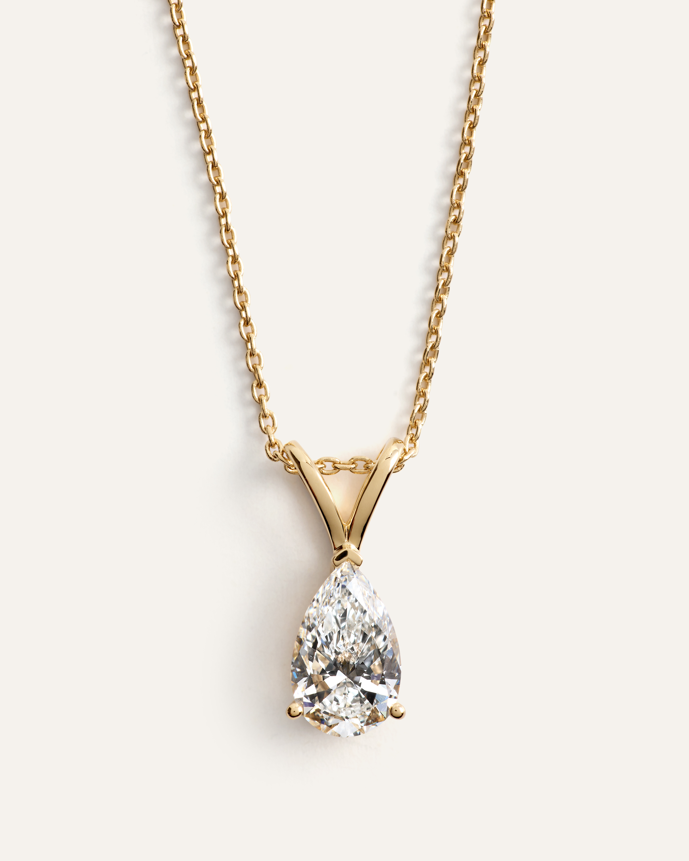14K Gold Lab Grown Diamond Pear Solitaire Necklace - 1ctw