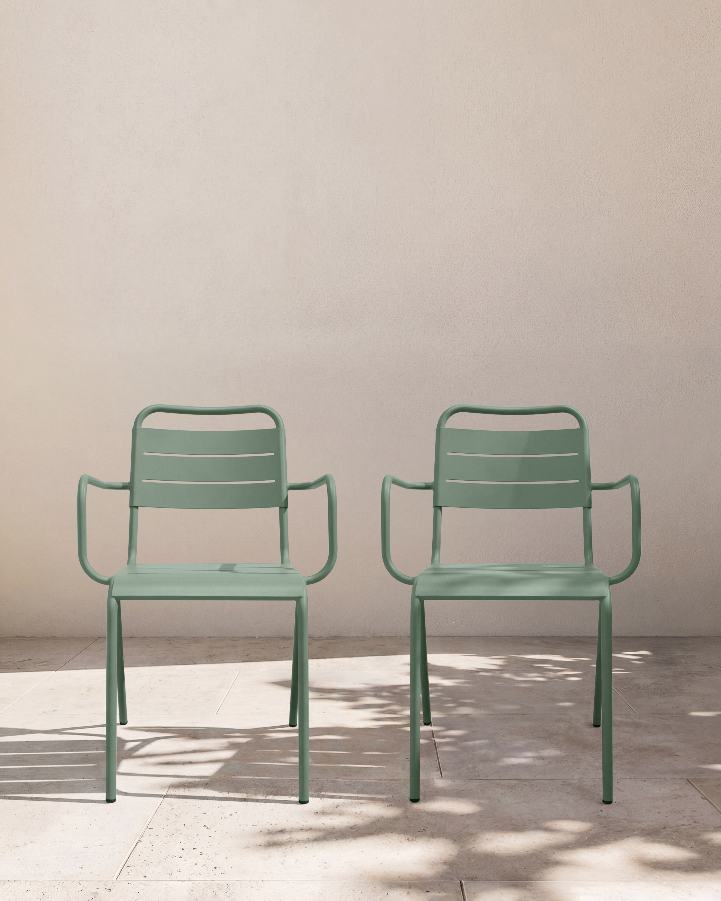 Powder-Coated Aluminum Outdoor Stacking Armchair (Set of 2)