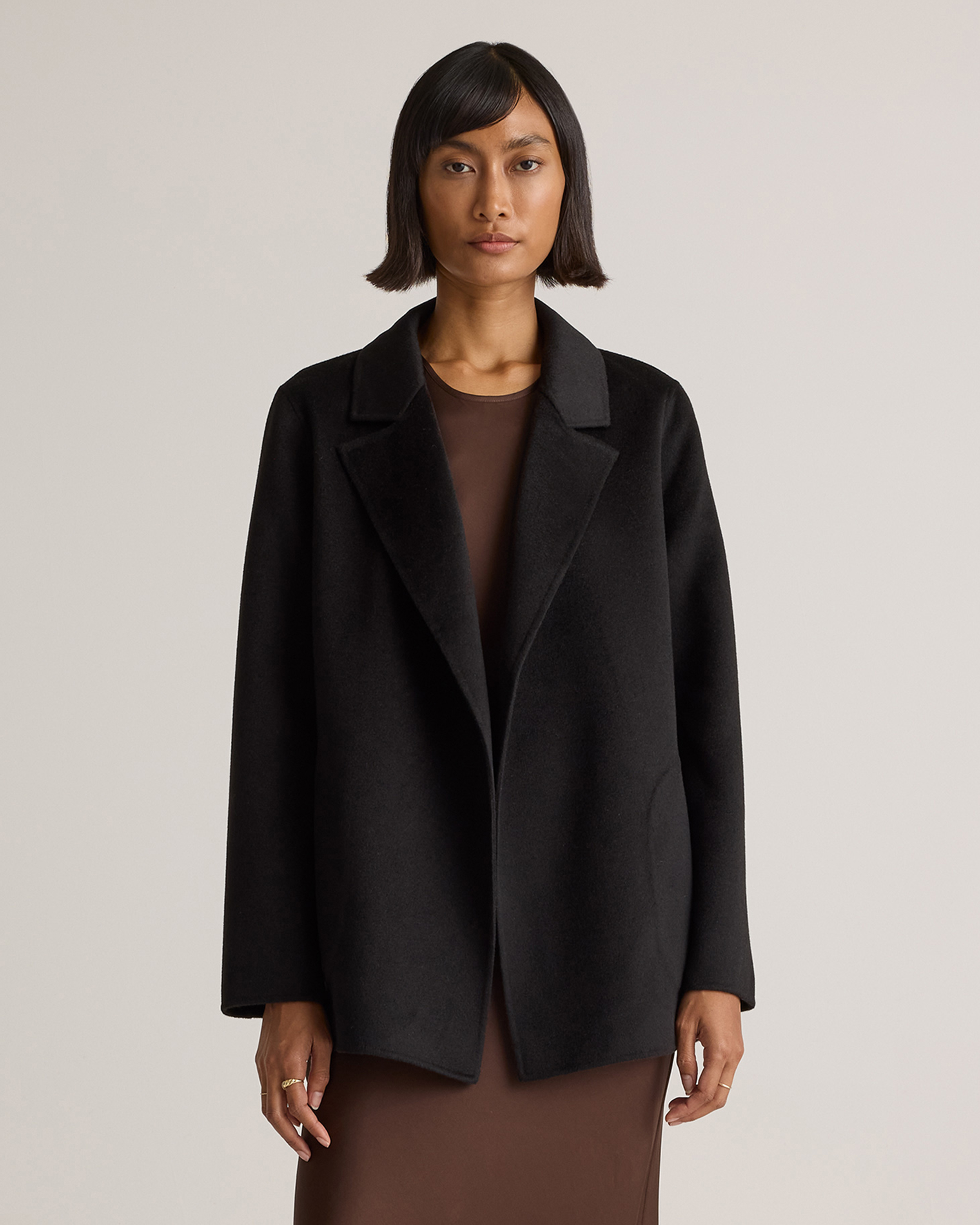 100% Mongolian Cashmere Double-Faced Open Blazer