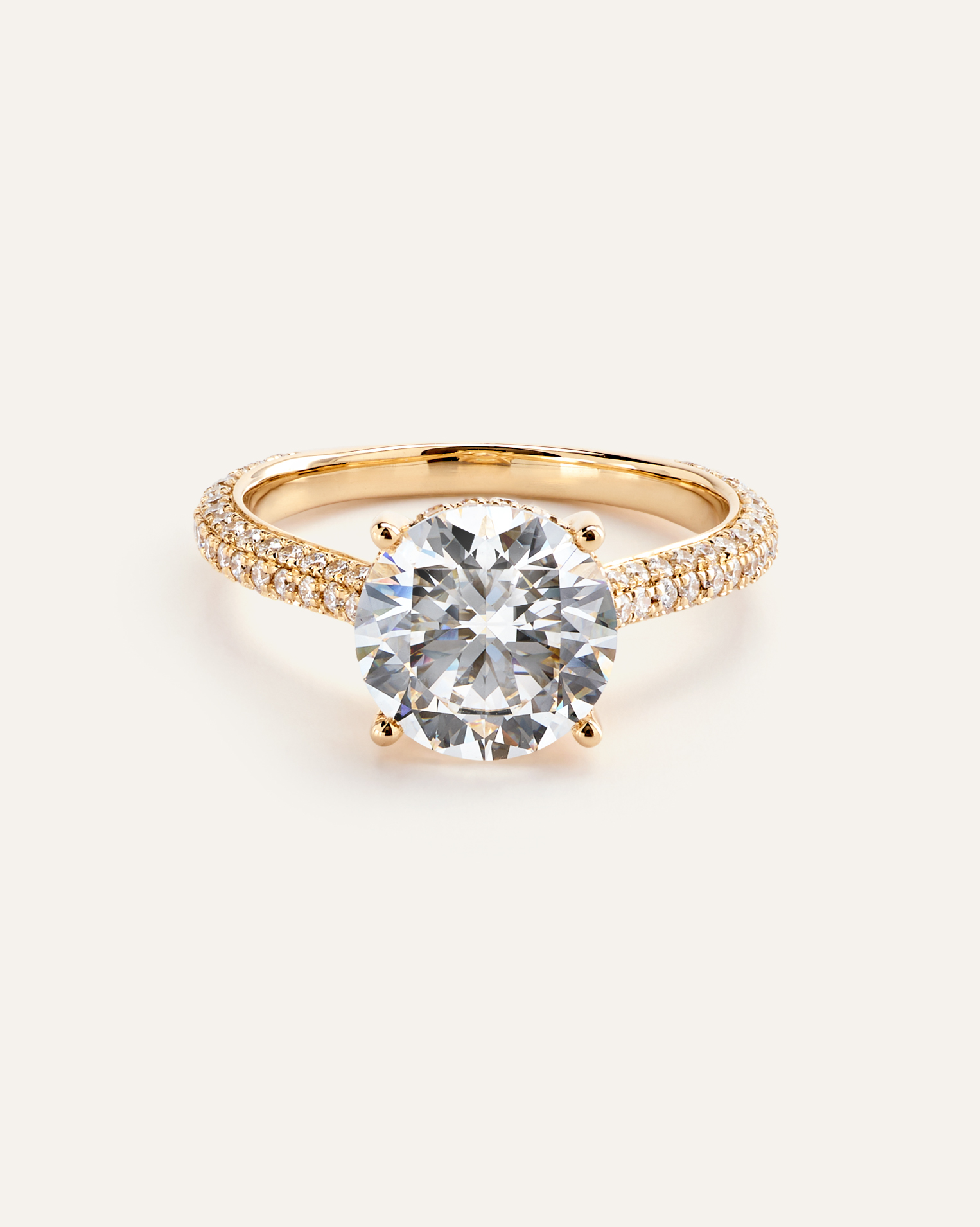 Lab Grown Diamond Round Pave Cathedral Engagement Ring - 3ct