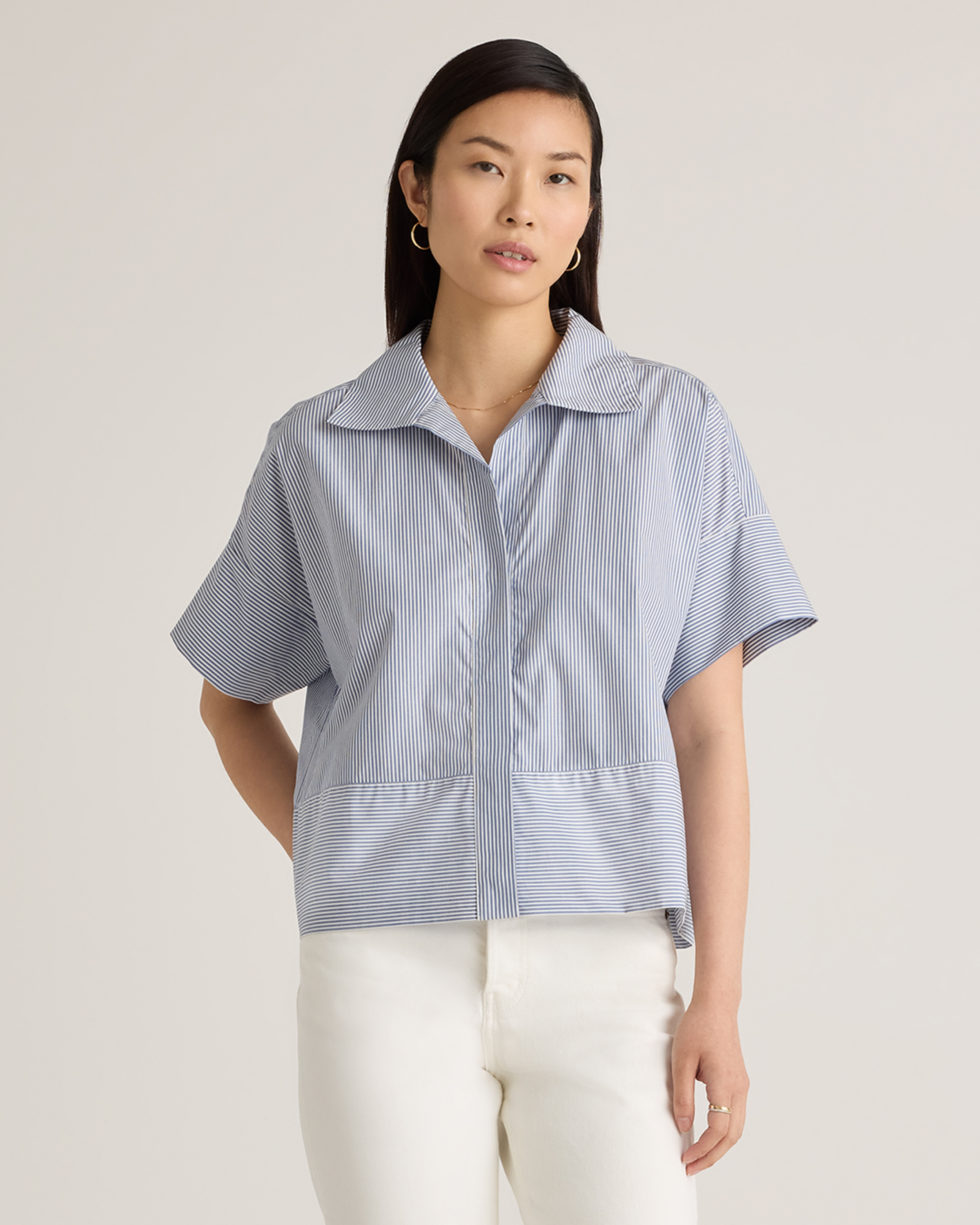 100% Organic Cotton Poplin Boxy Short Sleeve Shirt
