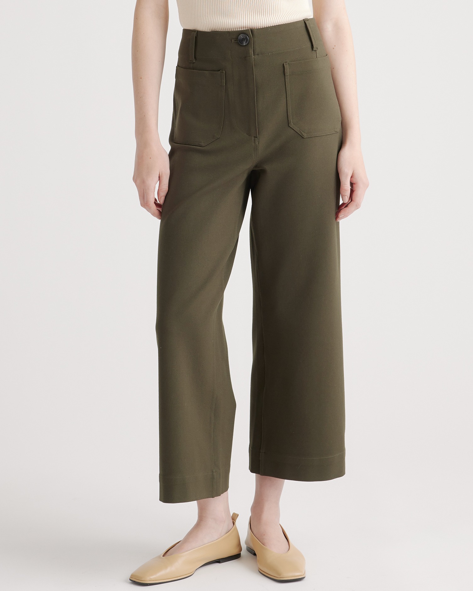 Ultra-Stretch Ponte Cropped Wide Leg Pant