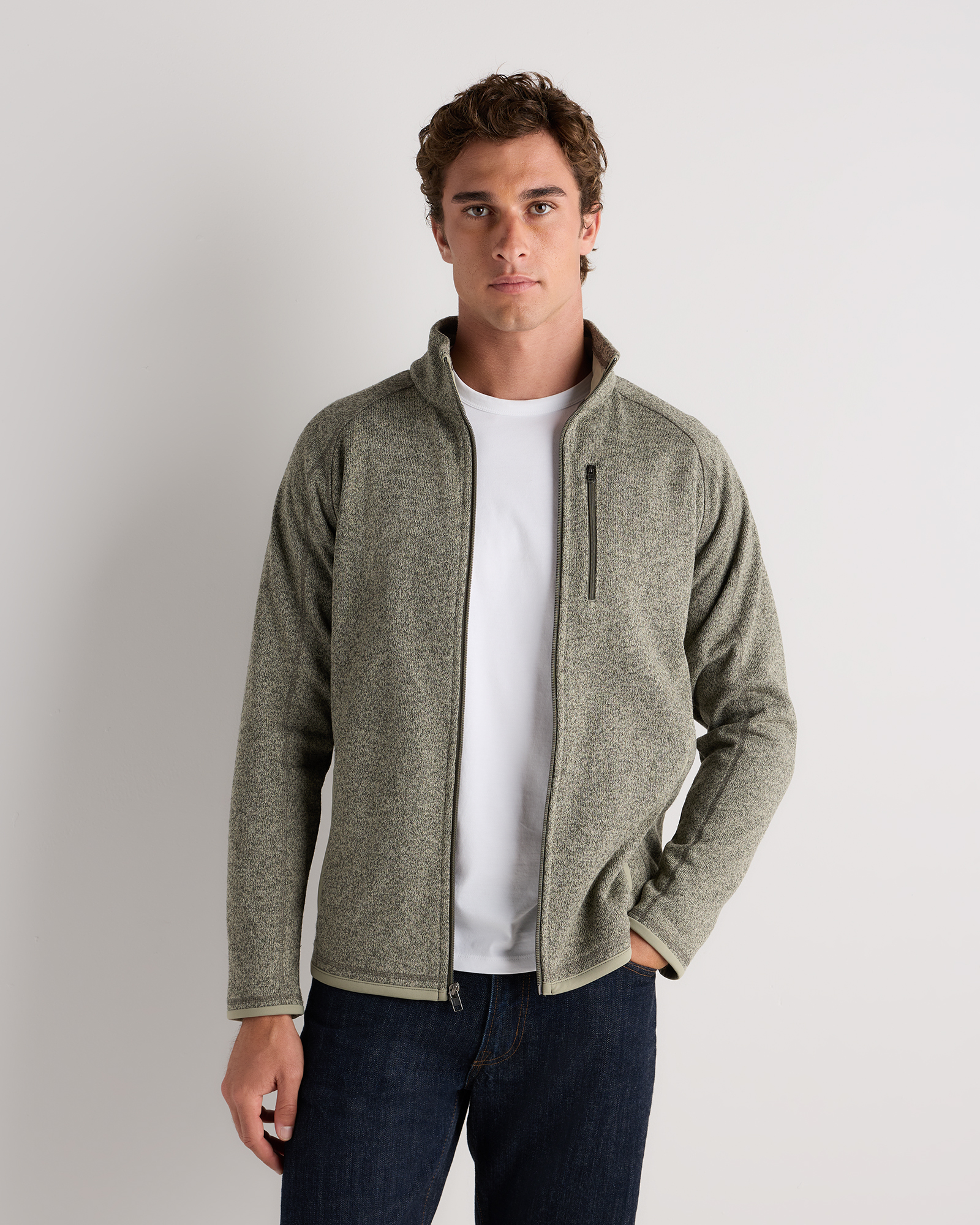 Sweater-Knit Fleece Full-Zip Jacket