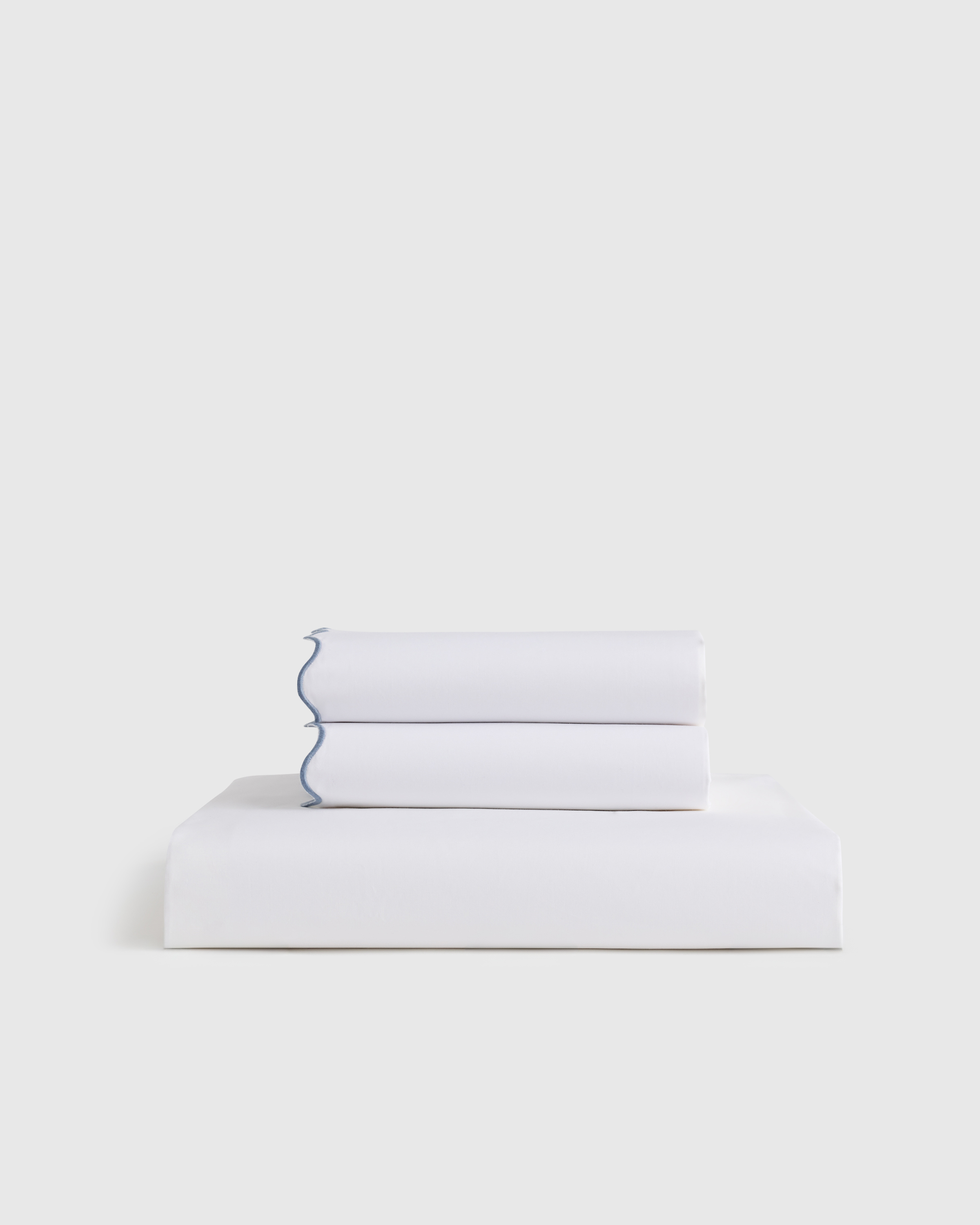 Organic Crisp Percale Scallop Fitted Sheet Set