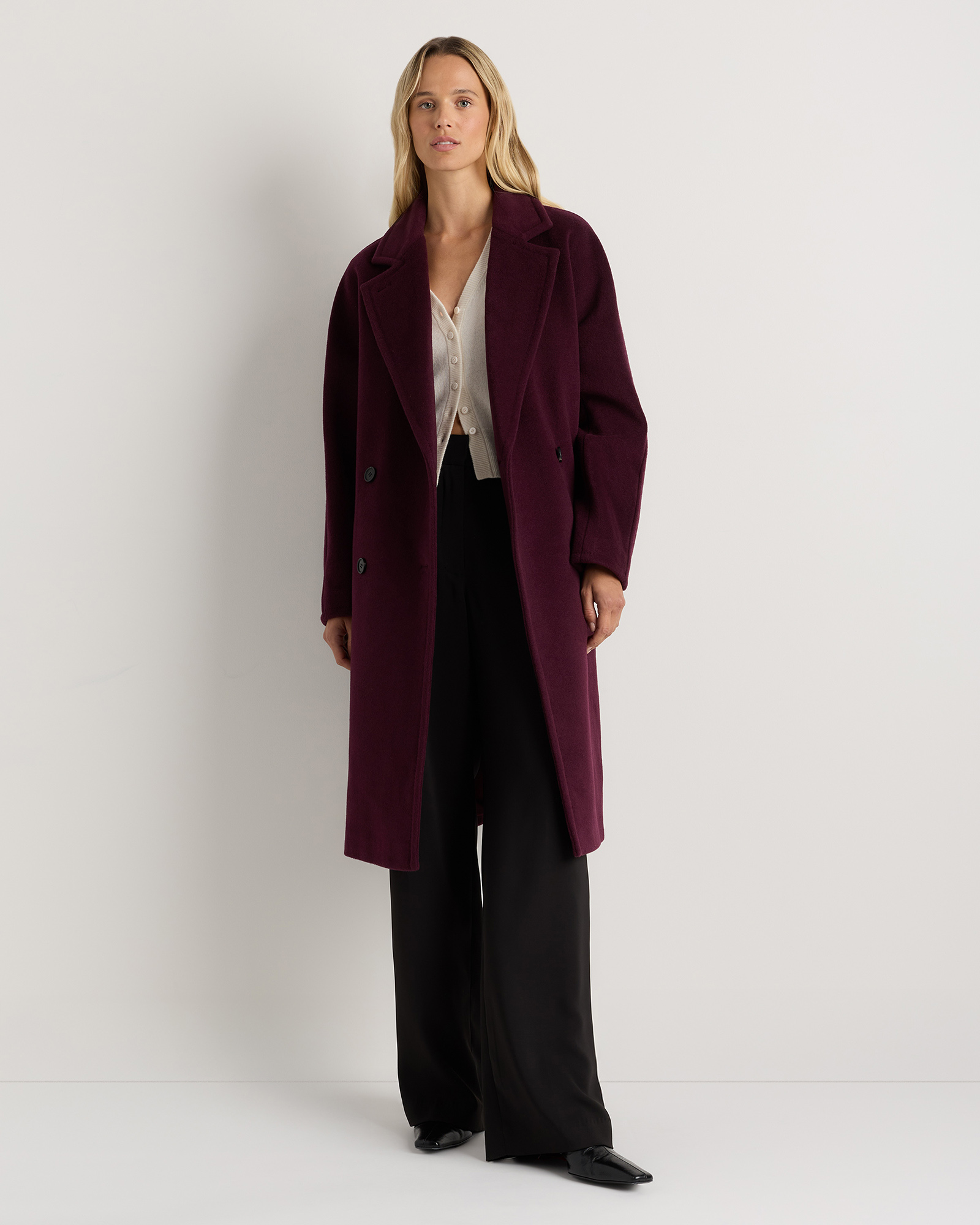 Wool Cashmere Double-Breasted Slouch Coat