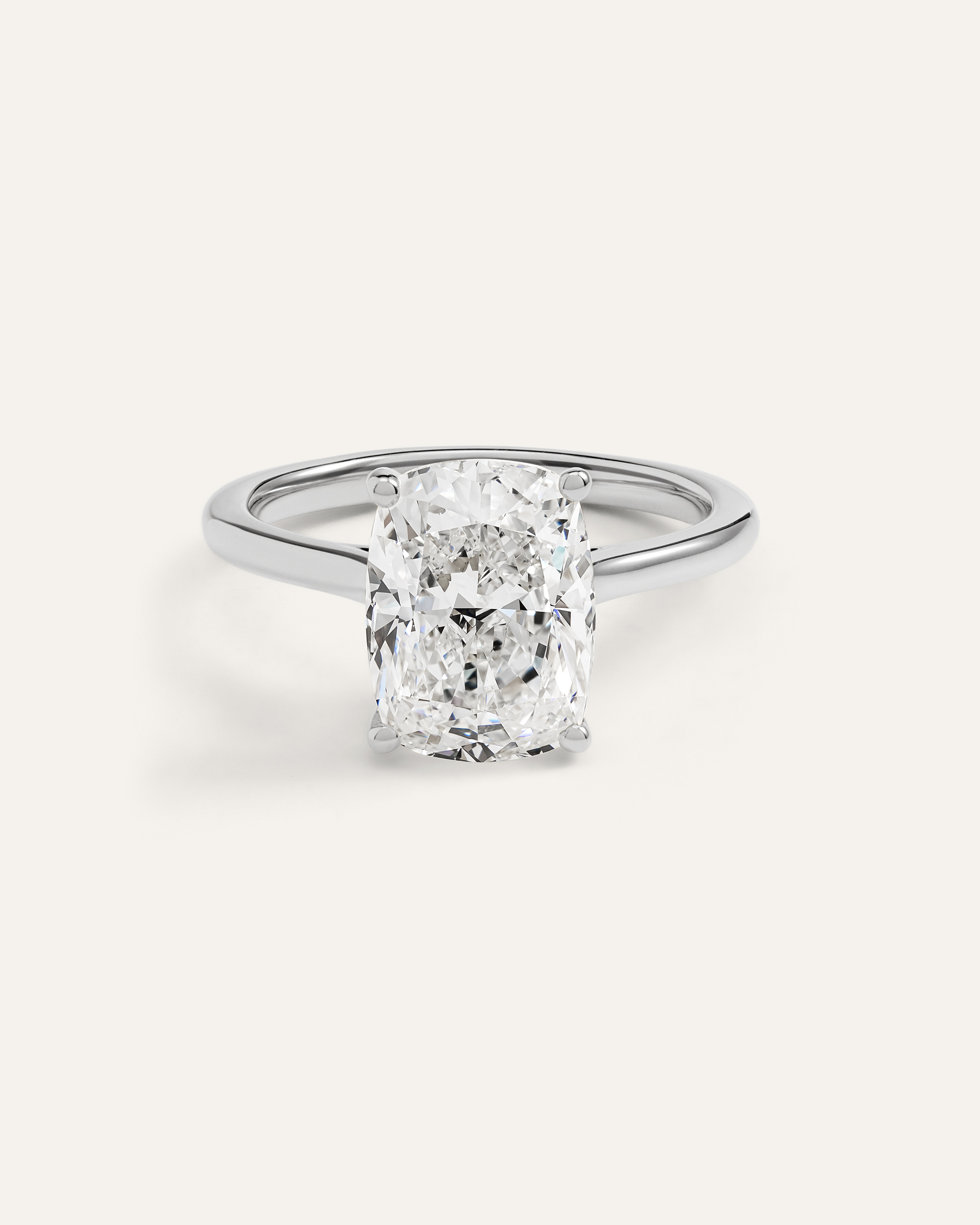Lab Grown Diamond Elongated Cushion Trellis Cathedral Engagement Ring - 4ct