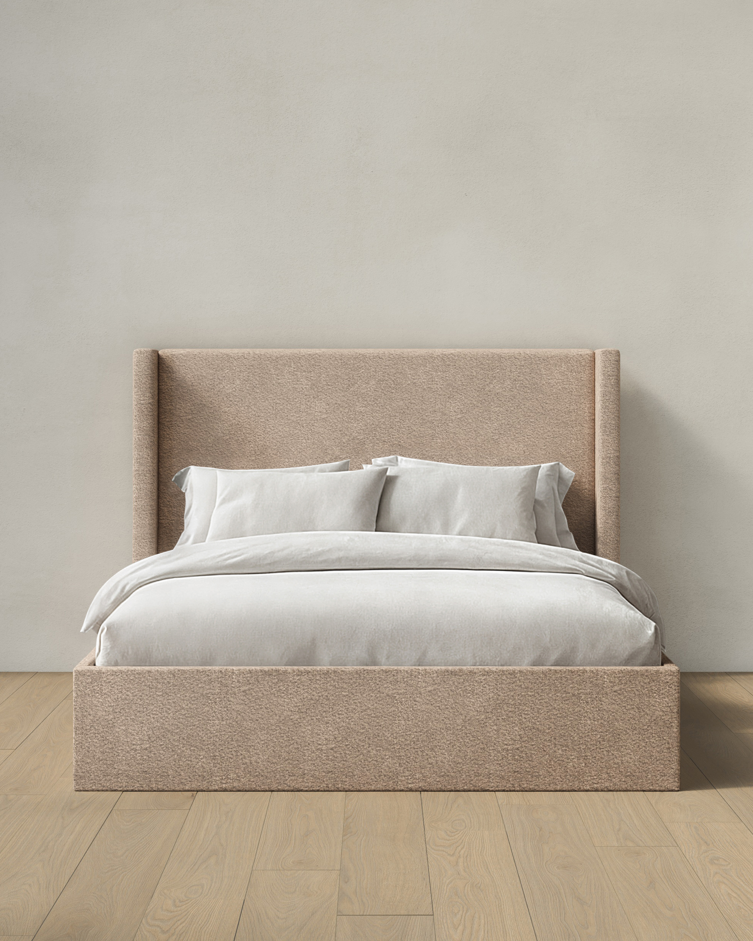 Plush Boucle Wingback Bed